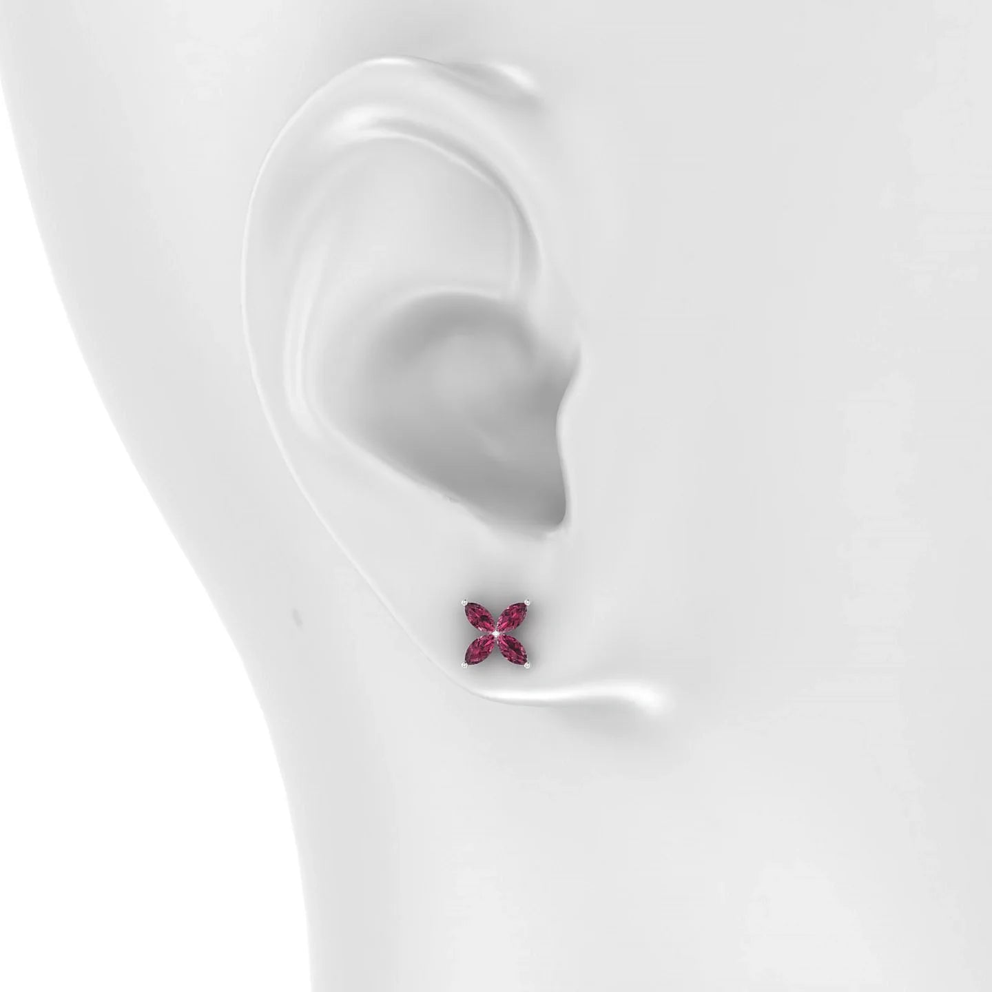 Glimpse | 18k White Gold 4 x 2 mm Marquise Rhodolite Earrings