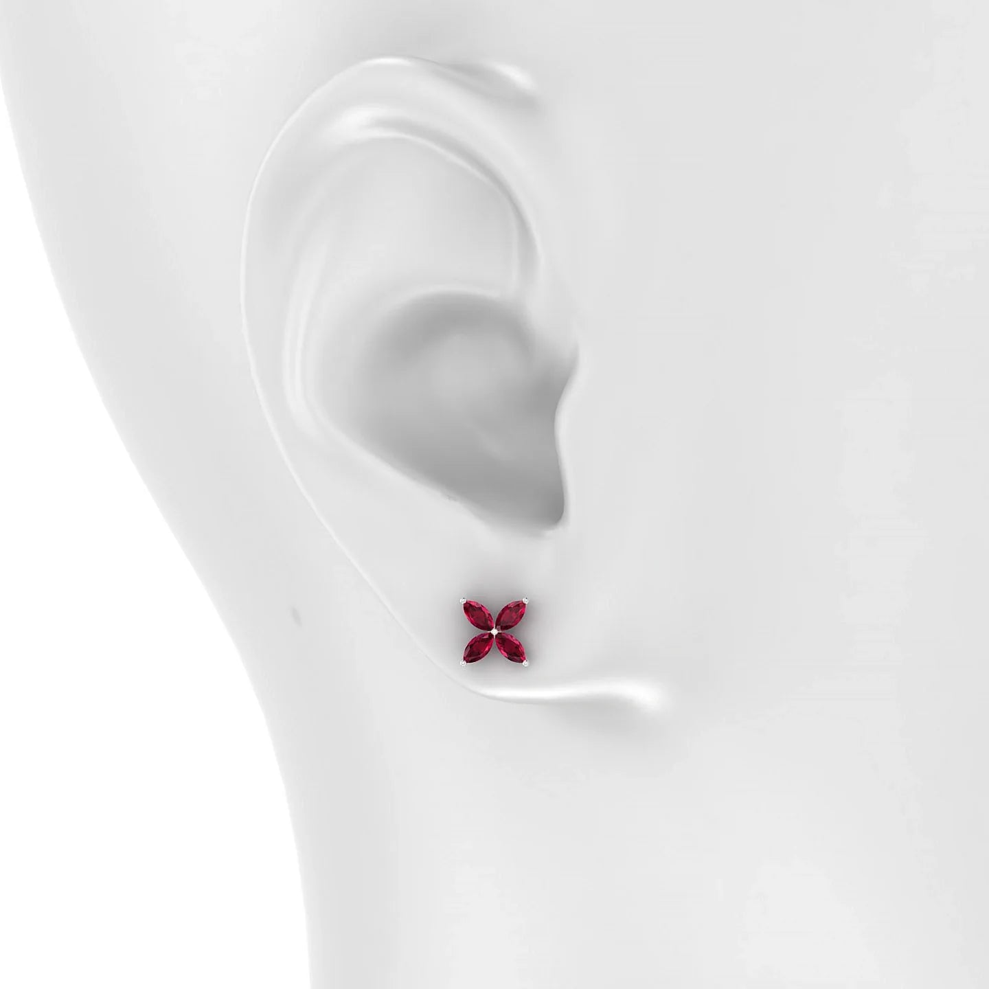 Glimpse | 18k White Gold 4 x 2 mm Marquise Ruby Earrings