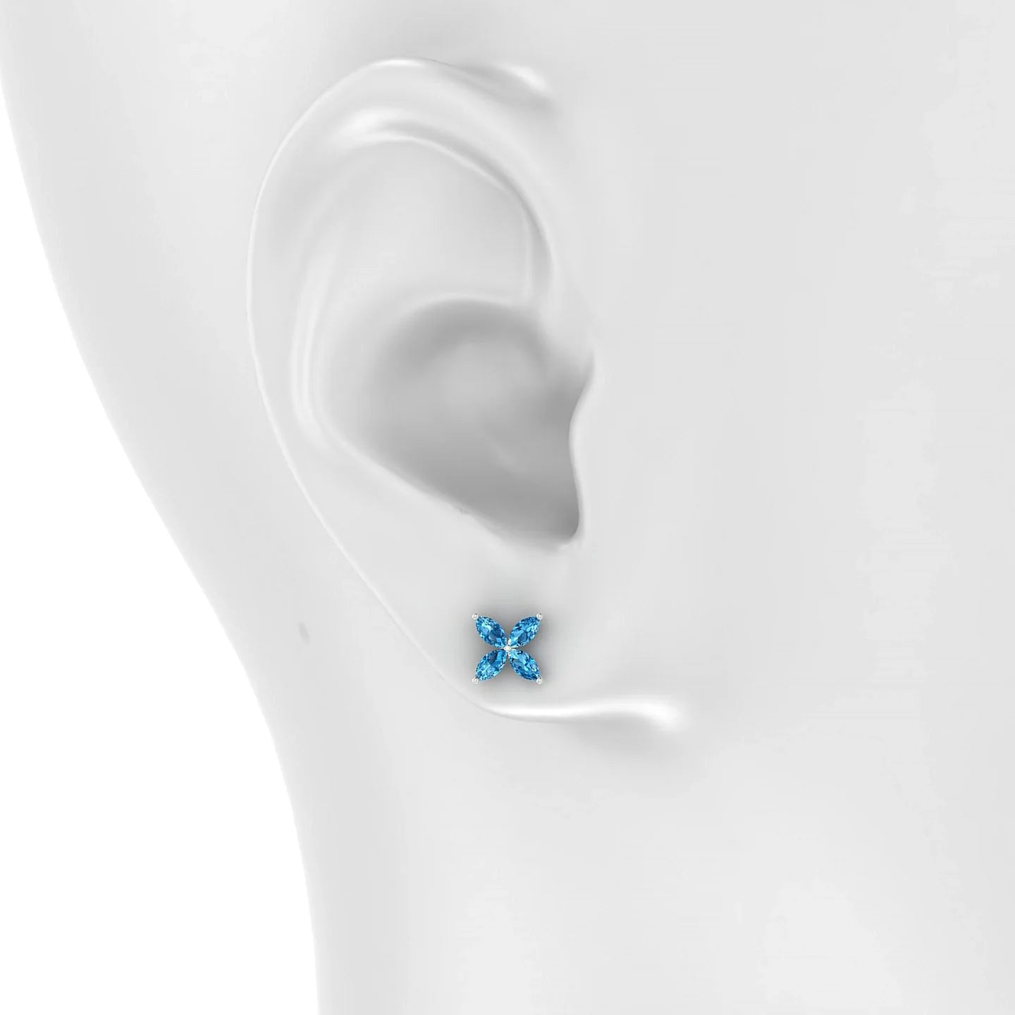 Glimpse | 18k White Gold 4 x 2 mm Marquise Topaz Earrings