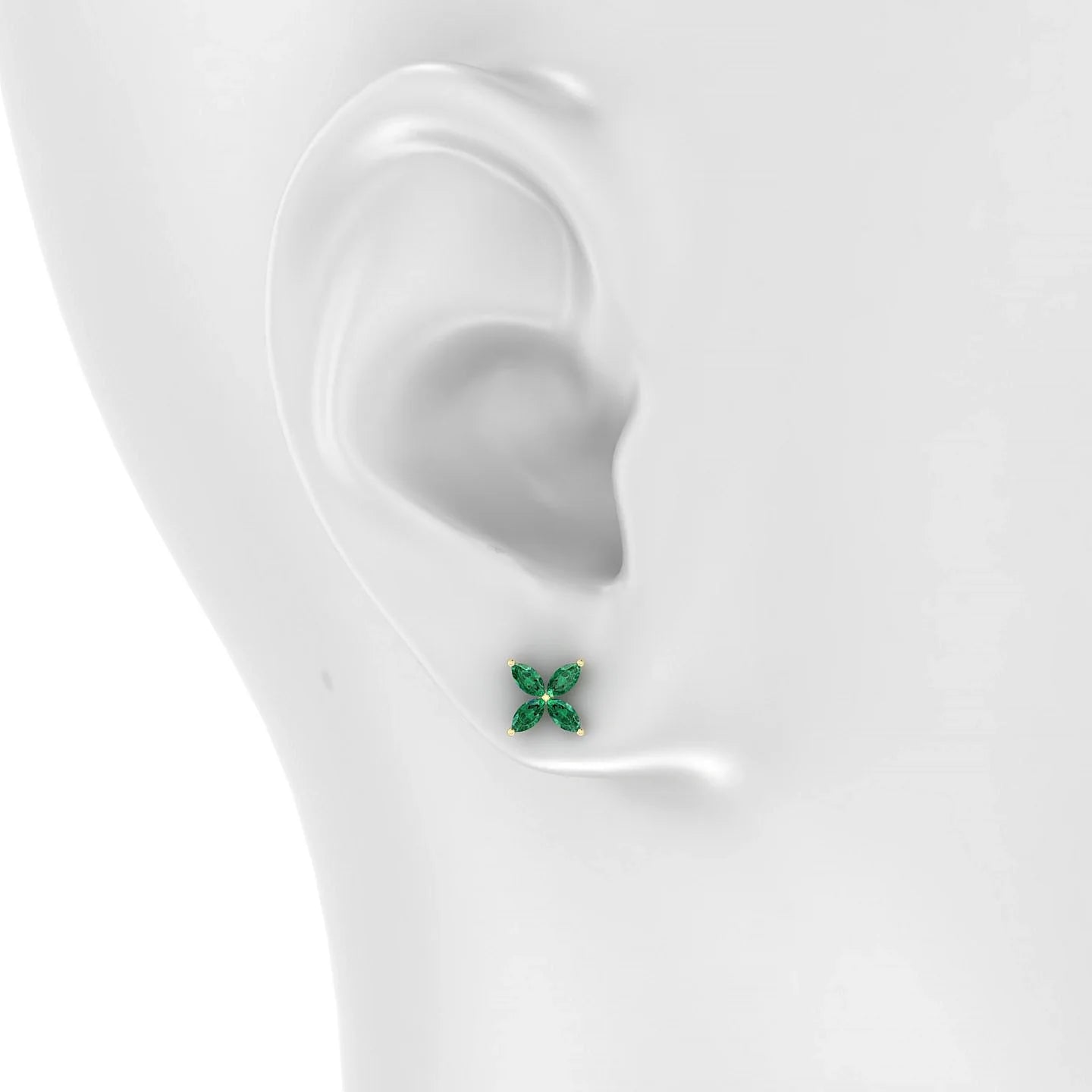 Glimpse | 18k Yellow Gold 4 x 2 mm Marquise Emerald Earrings