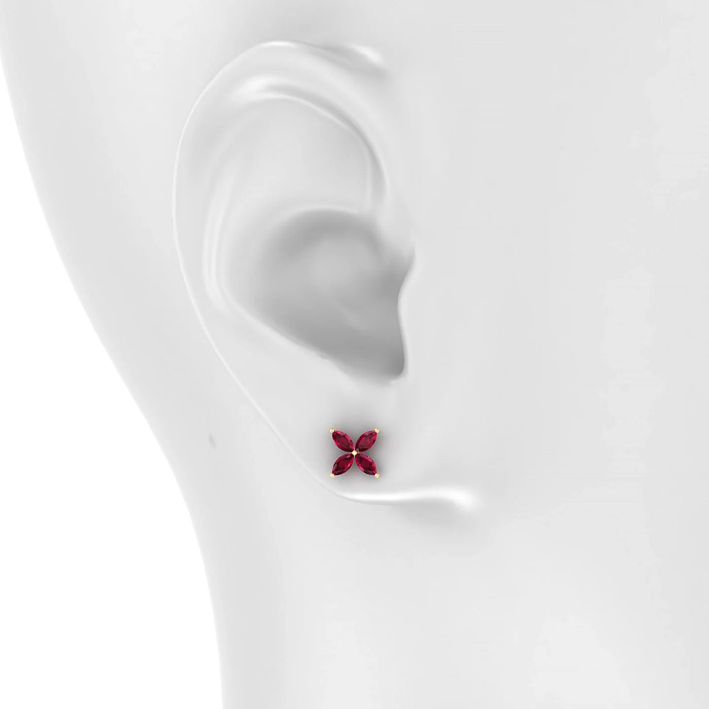 Glimpse | 18k Yellow Gold 4 x 2 mm Marquise Ruby Earrings