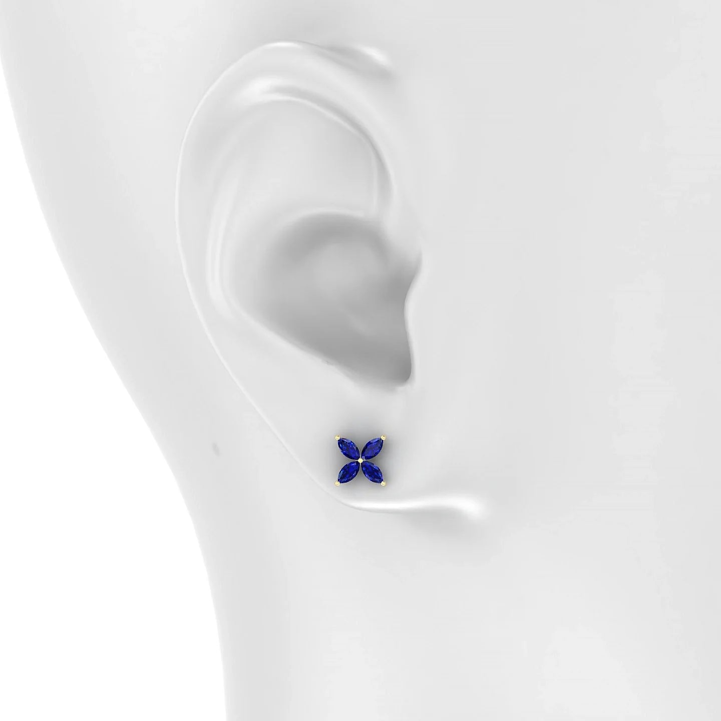 Glimpse | 18k Yellow Gold 4 x 2 mm Marquise Sapphire Earrings