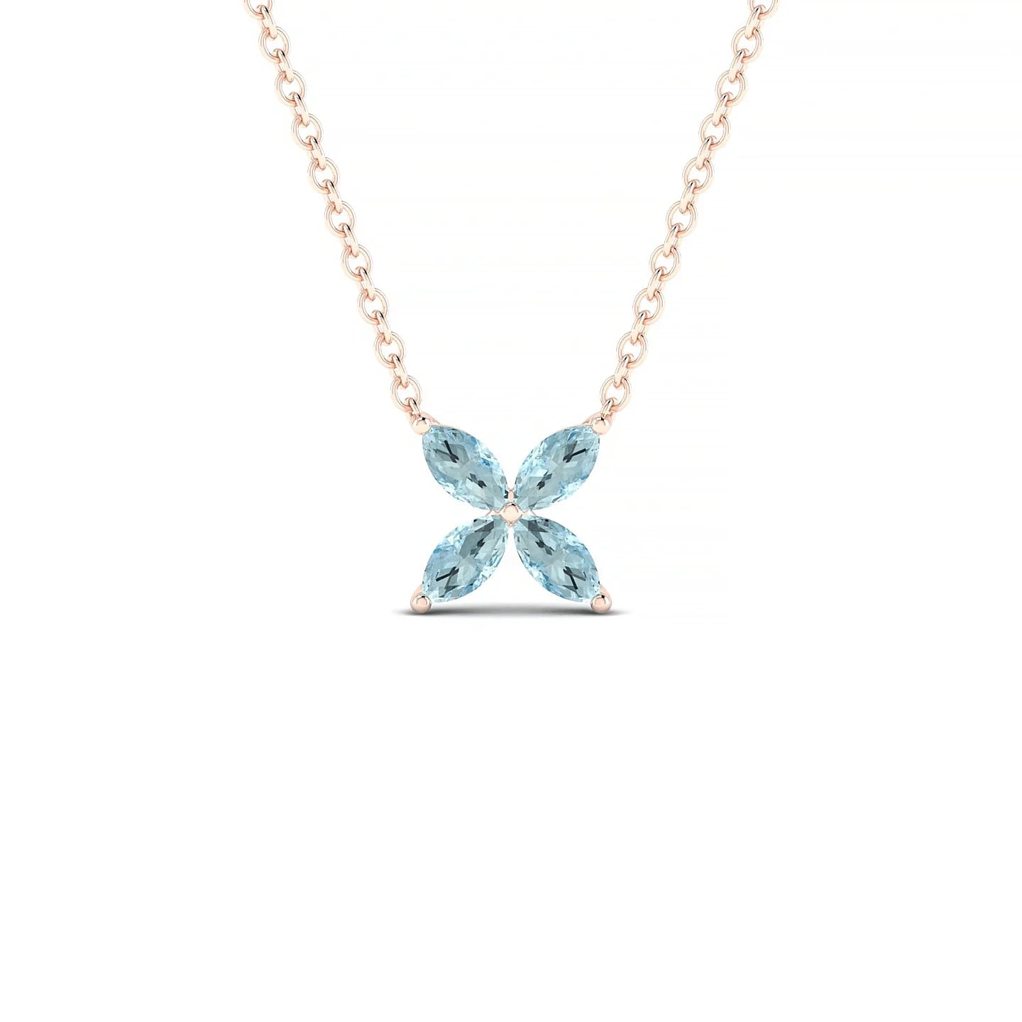 Glimpse | 18k Rose Gold 4 x 2 mm Marquise Aquamarine Pendant