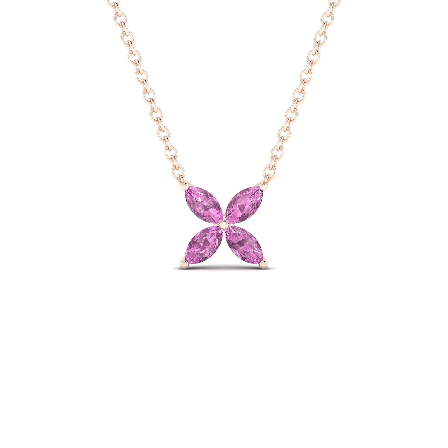Glimpse | 18k Rose Gold 4 x 2 mm Marquise Pink Sapphire Pendant