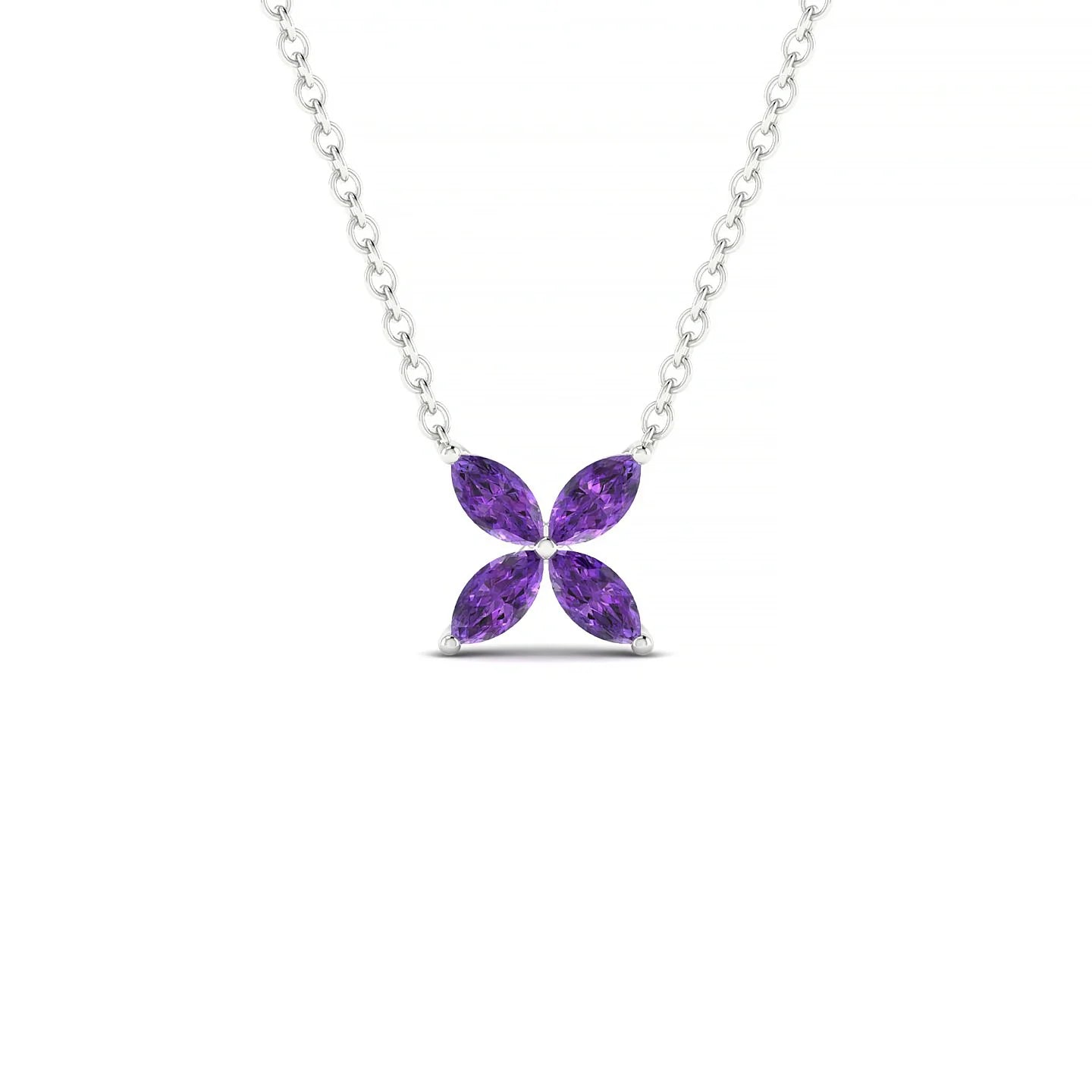 Glimpse | 18k White Gold 4 x 2 mm Marquise Amethyst Pendant