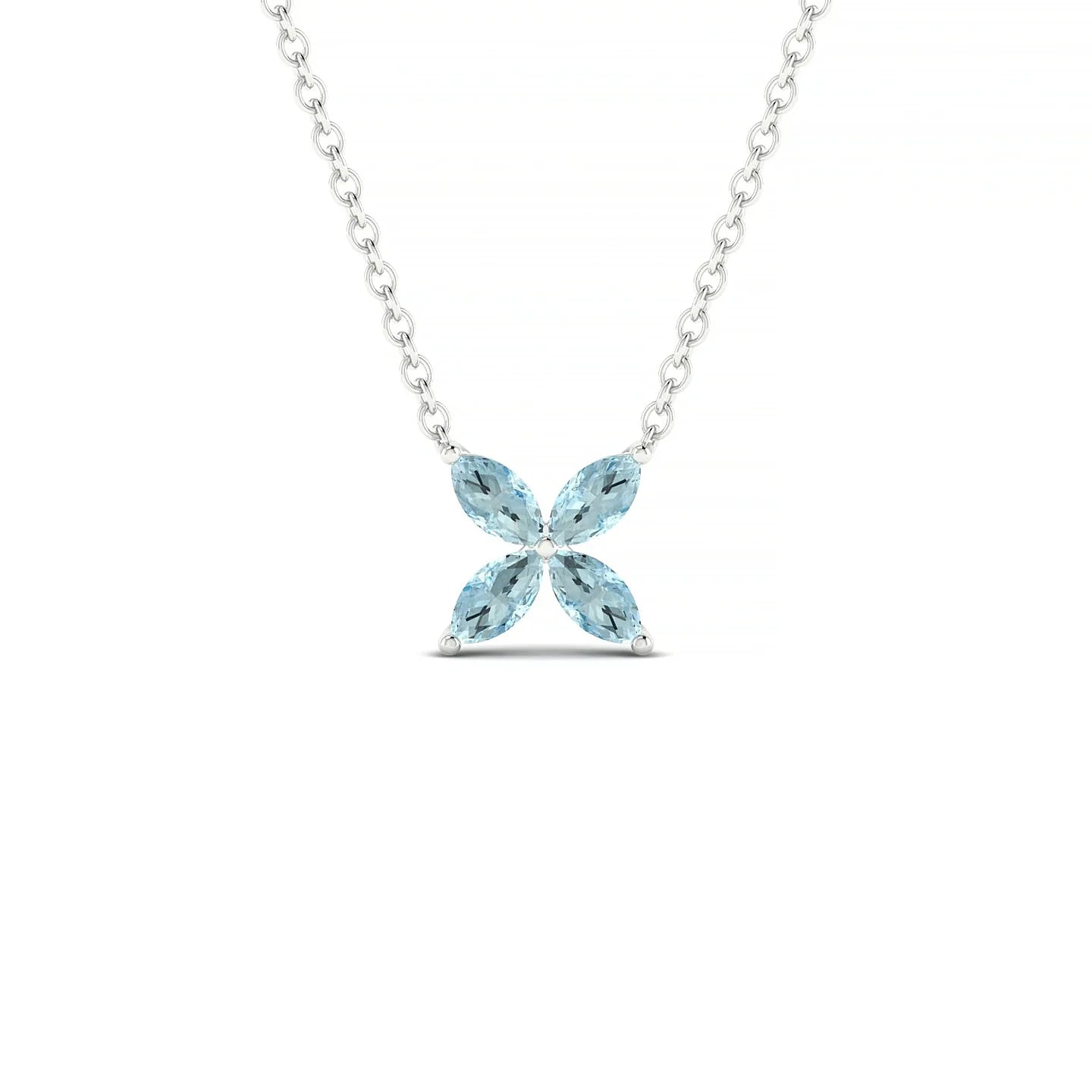 Glimpse | 18k White Gold 4 x 2 mm Marquise Aquamarine Pendant