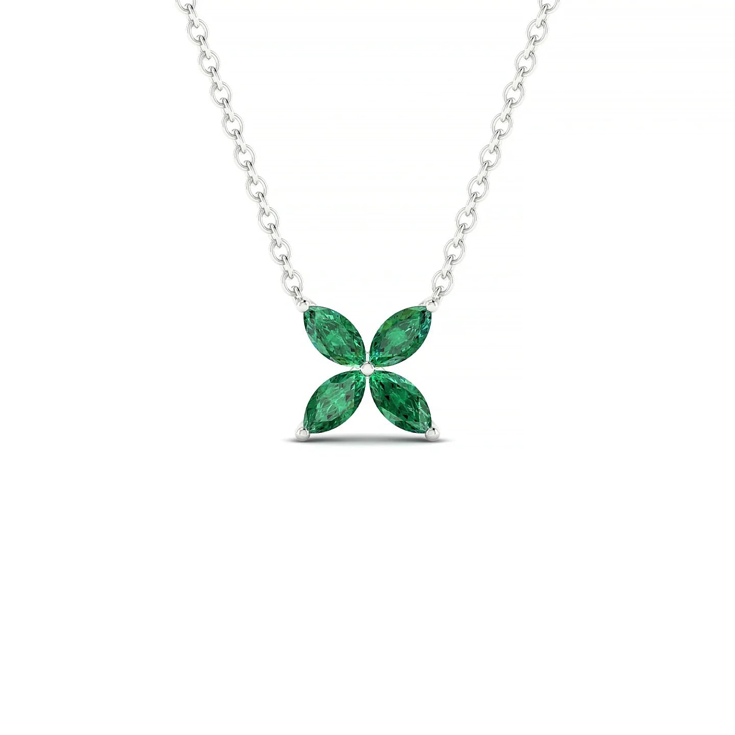 Glimpse | 18k White Gold 4 x 2 mm Marquise Emerald Pendant