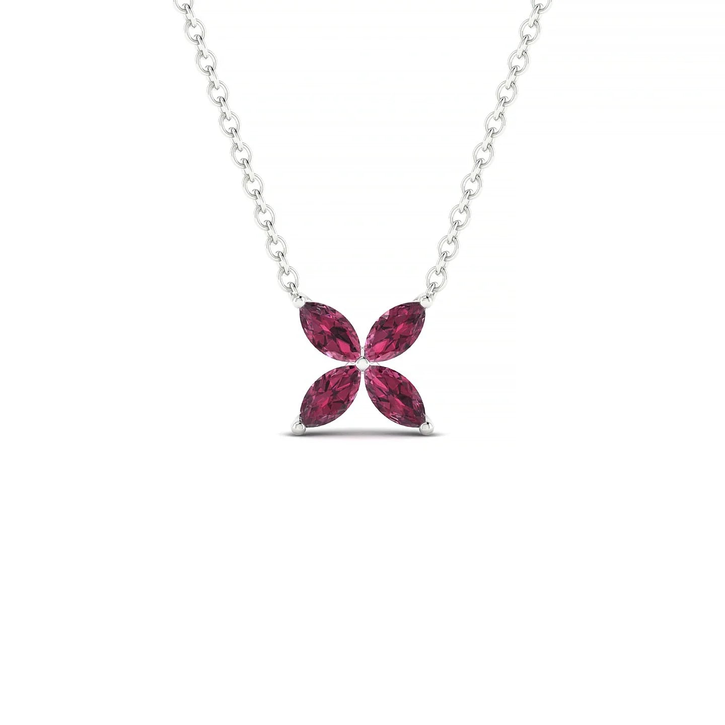 Glimpse | 18k White Gold 4 x 2 mm Marquise Rhodolite Pendant