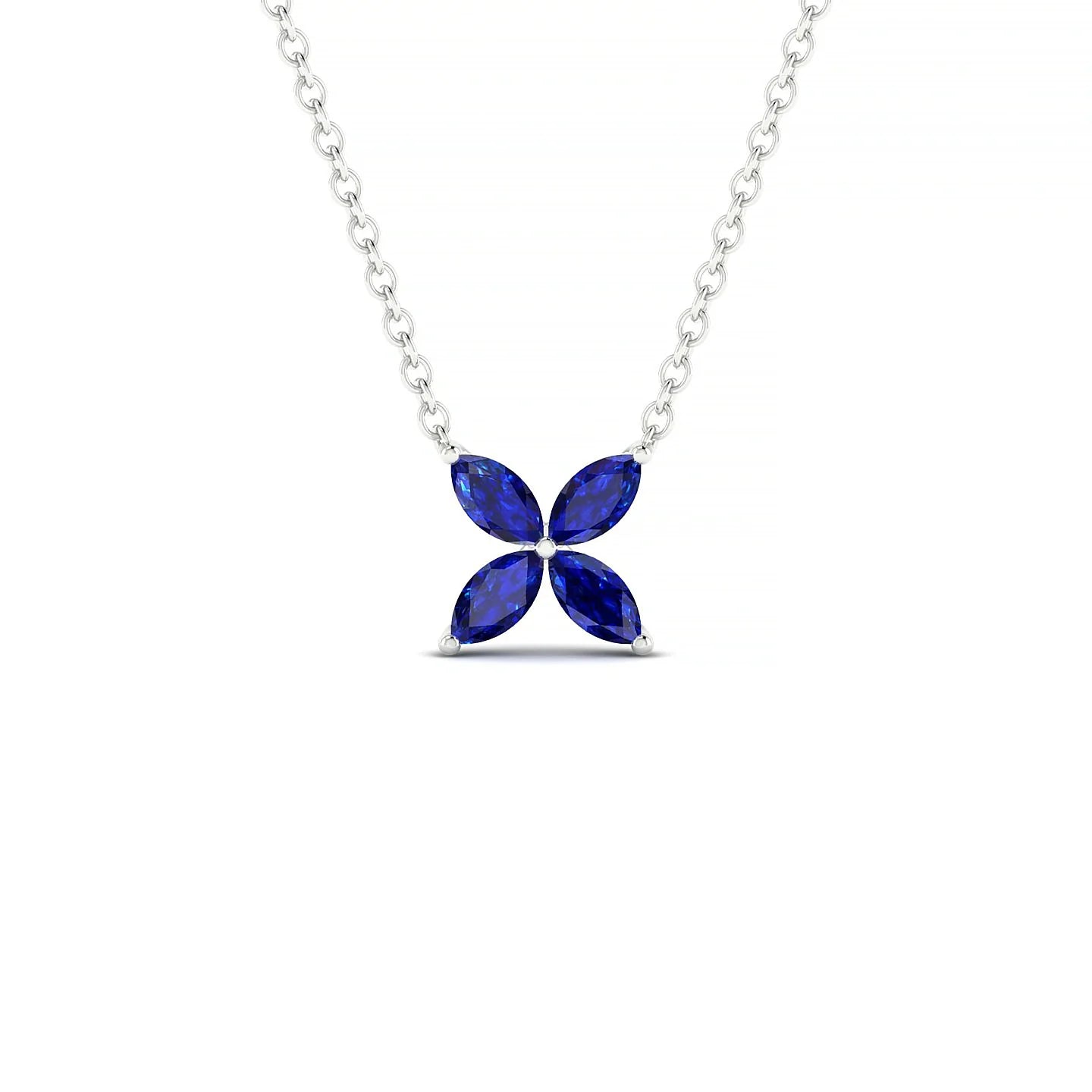 Glimpse | 18k White Gold 4 x 2 mm Marquise Sapphire Pendant