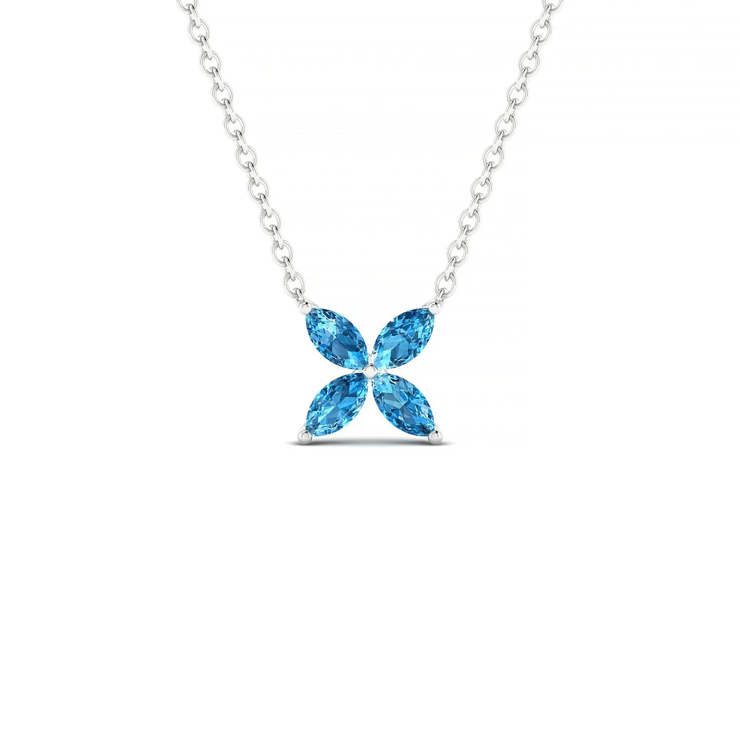 Glimpse | 18k White Gold 4 x 2 mm Marquise Topaz Pendant