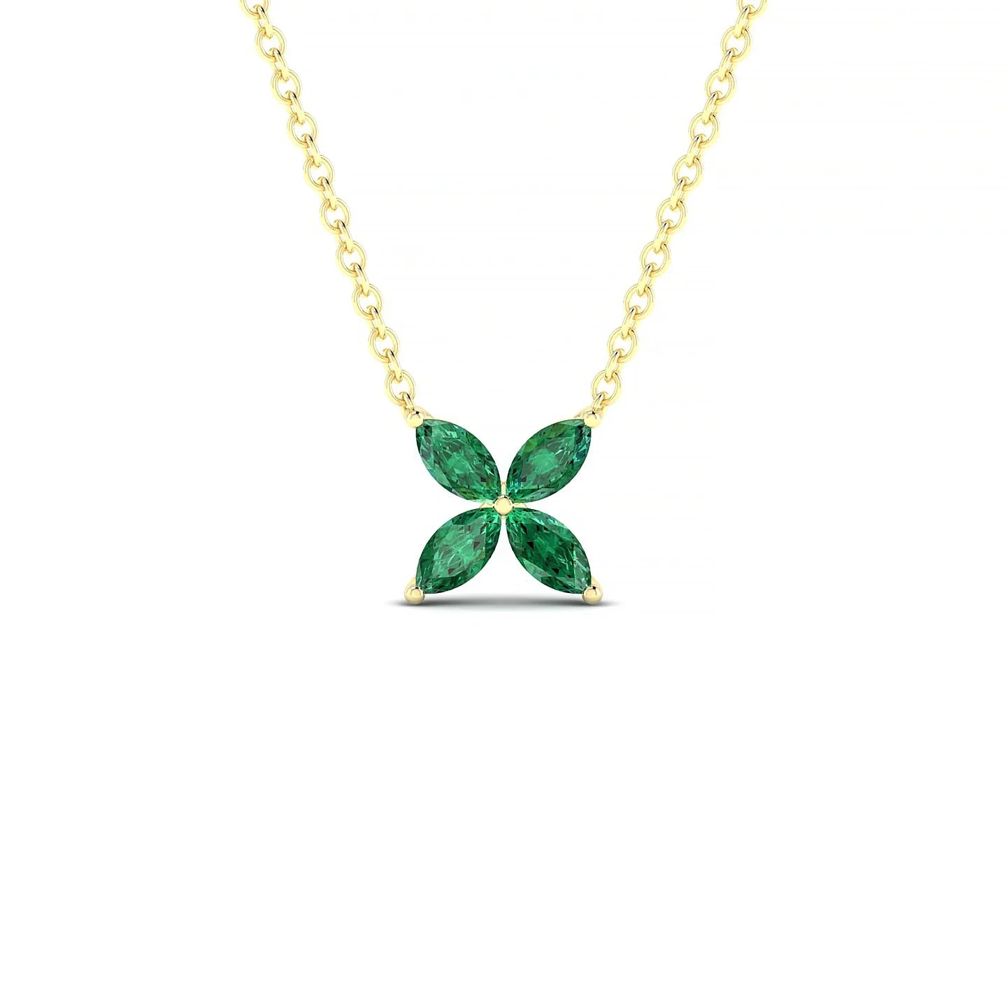 Glimpse | 18k Yellow Gold 4 x 2 mm Marquise Emerald Pendant