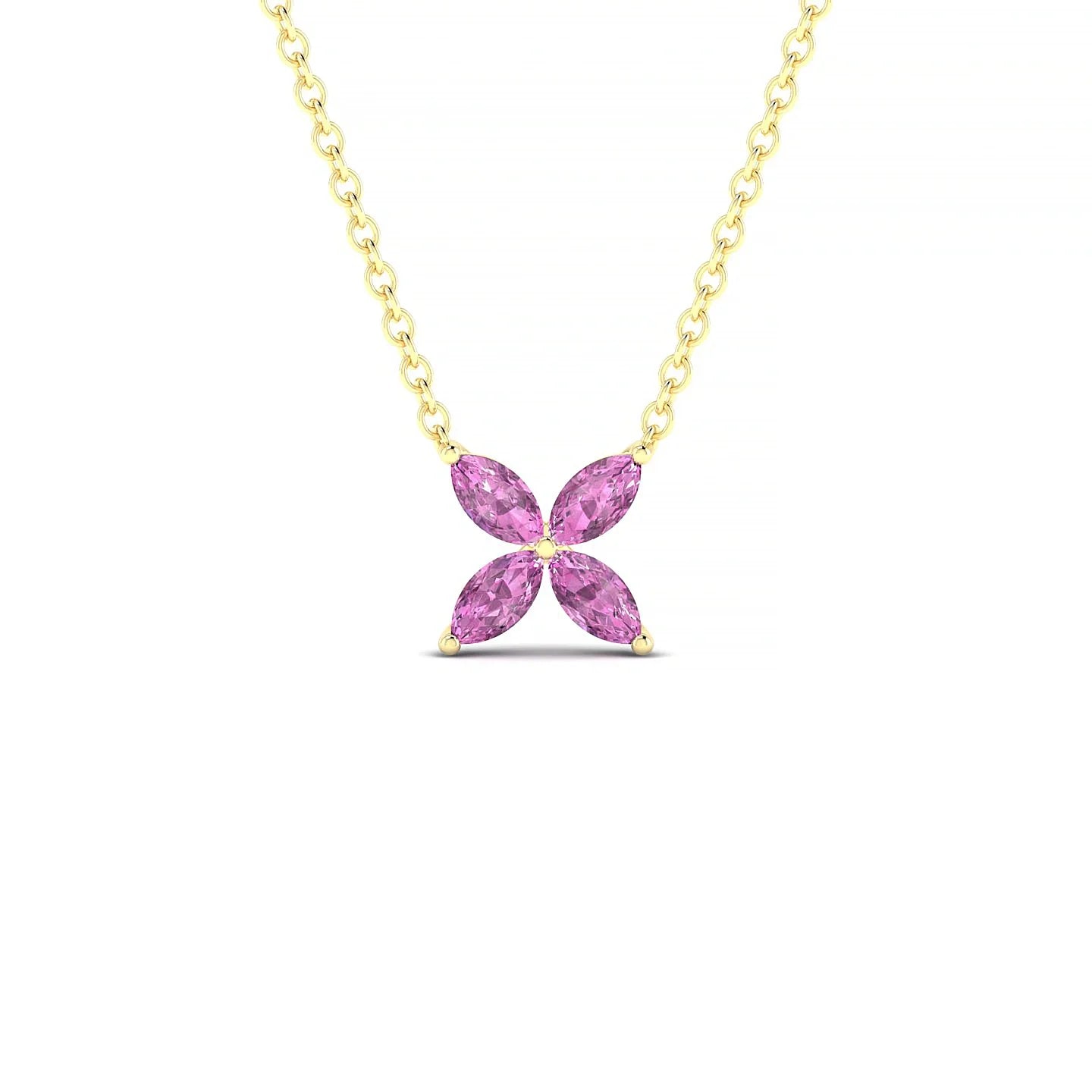 Glimpse | 18k Yellow Gold 4 x 2 mm Marquise Pink Sapphire Pendant
