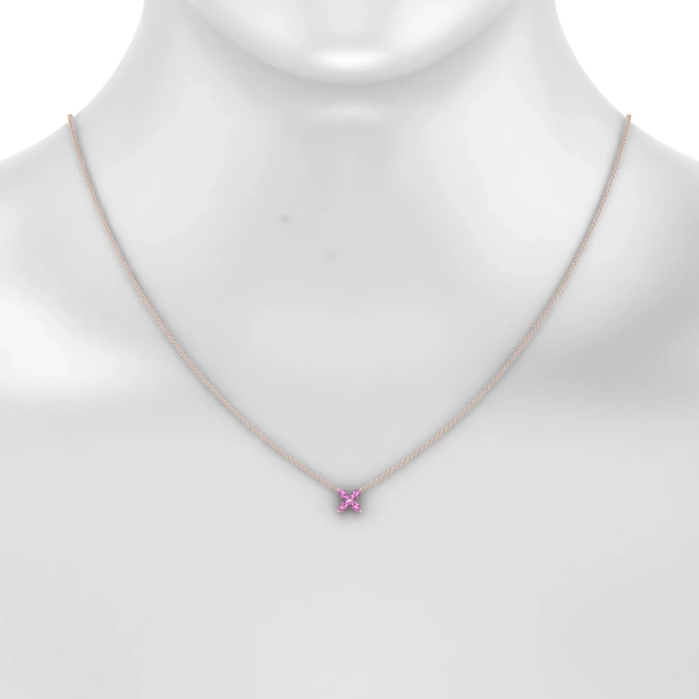Glimpse | 18k Rose Gold 4 x 2 mm Marquise Pink Sapphire Pendant