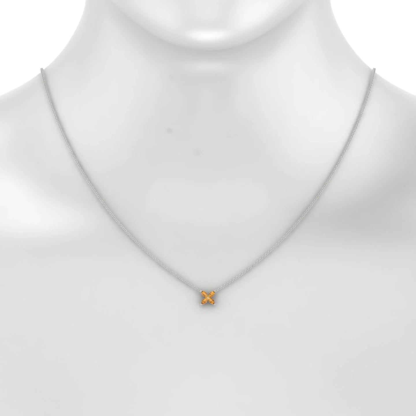 Glimpse | 18k White Gold 4 x 2 mm Marquise Citrine Pendant