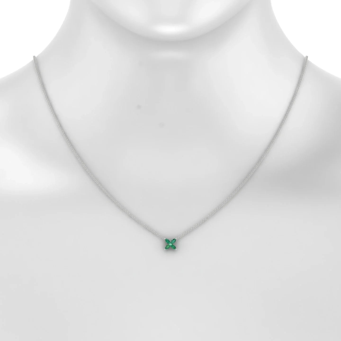 Glimpse | 18k White Gold 4 x 2 mm Marquise Emerald Pendant