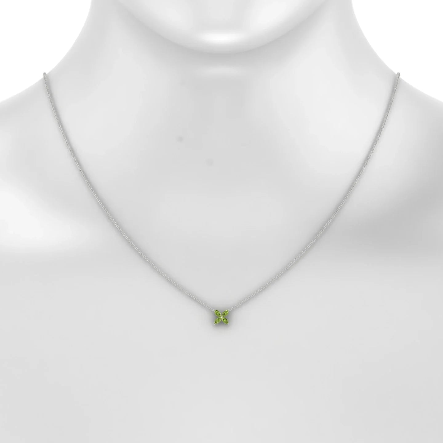 Glimpse | 18k White Gold 4 x 2 mm Marquise Peridot Pendant
