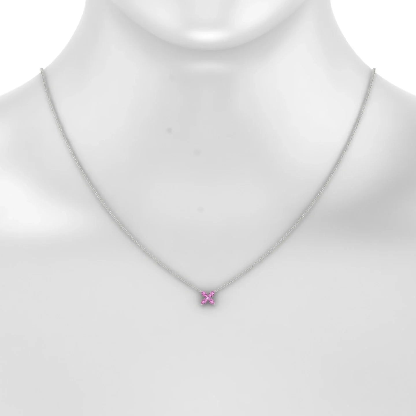 Glimpse | 18k White Gold 4 x 2 mm Marquise Pink Sapphire Pendant