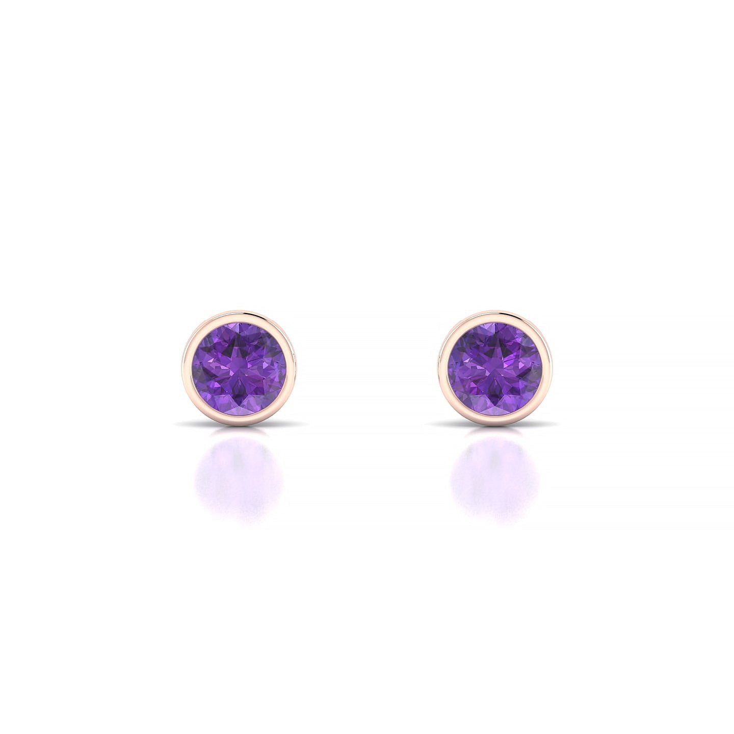 Glow | 18k Rose Gold 4.5 mm Round Amethyst Earrings
