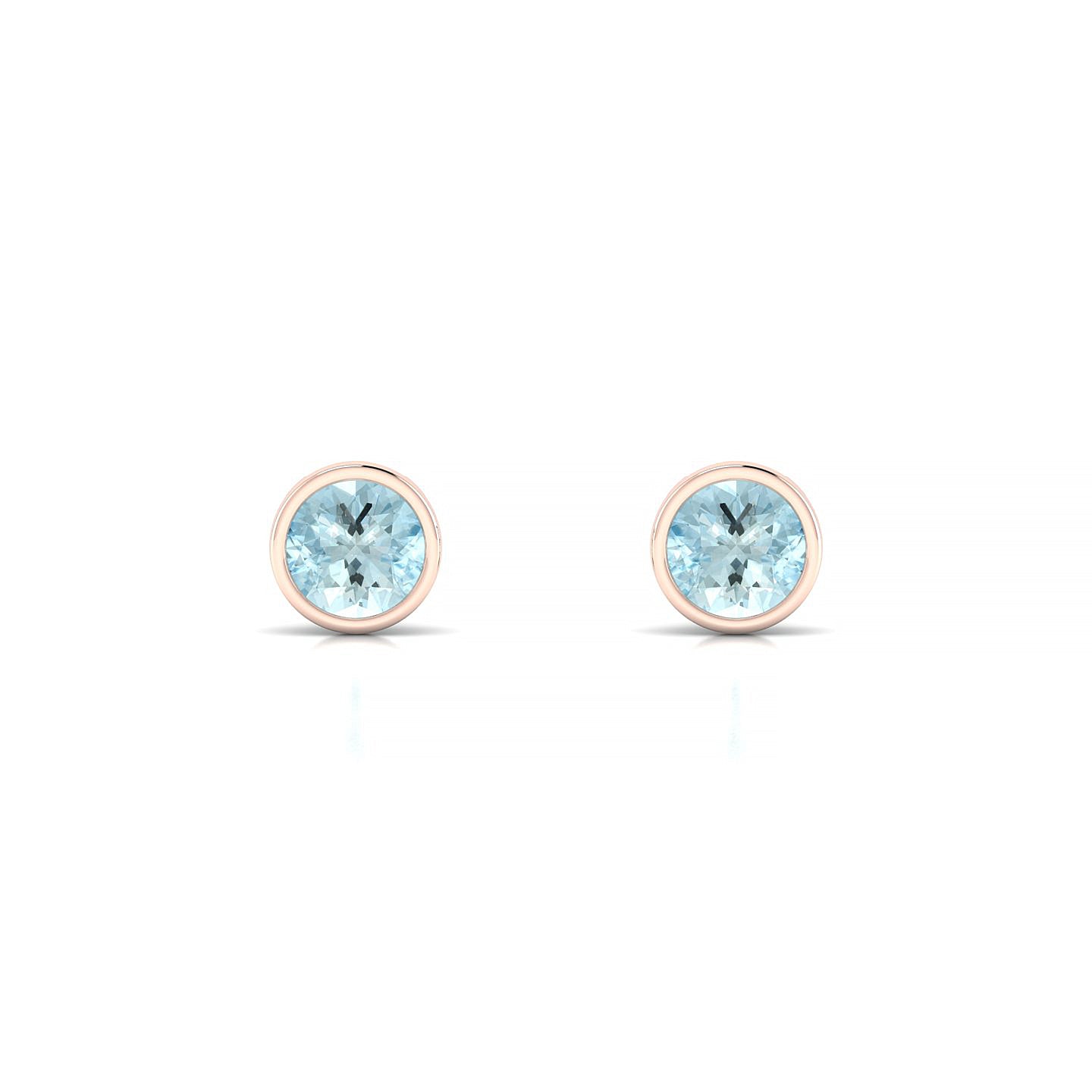 Glow | 18k Rose Gold 4.5 mm Round Aquamarine Earrings
