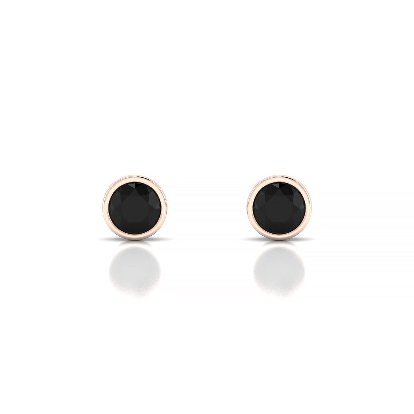 Glow | 18k Rose Gold 4.5 mm Round Black Diamond Earrings