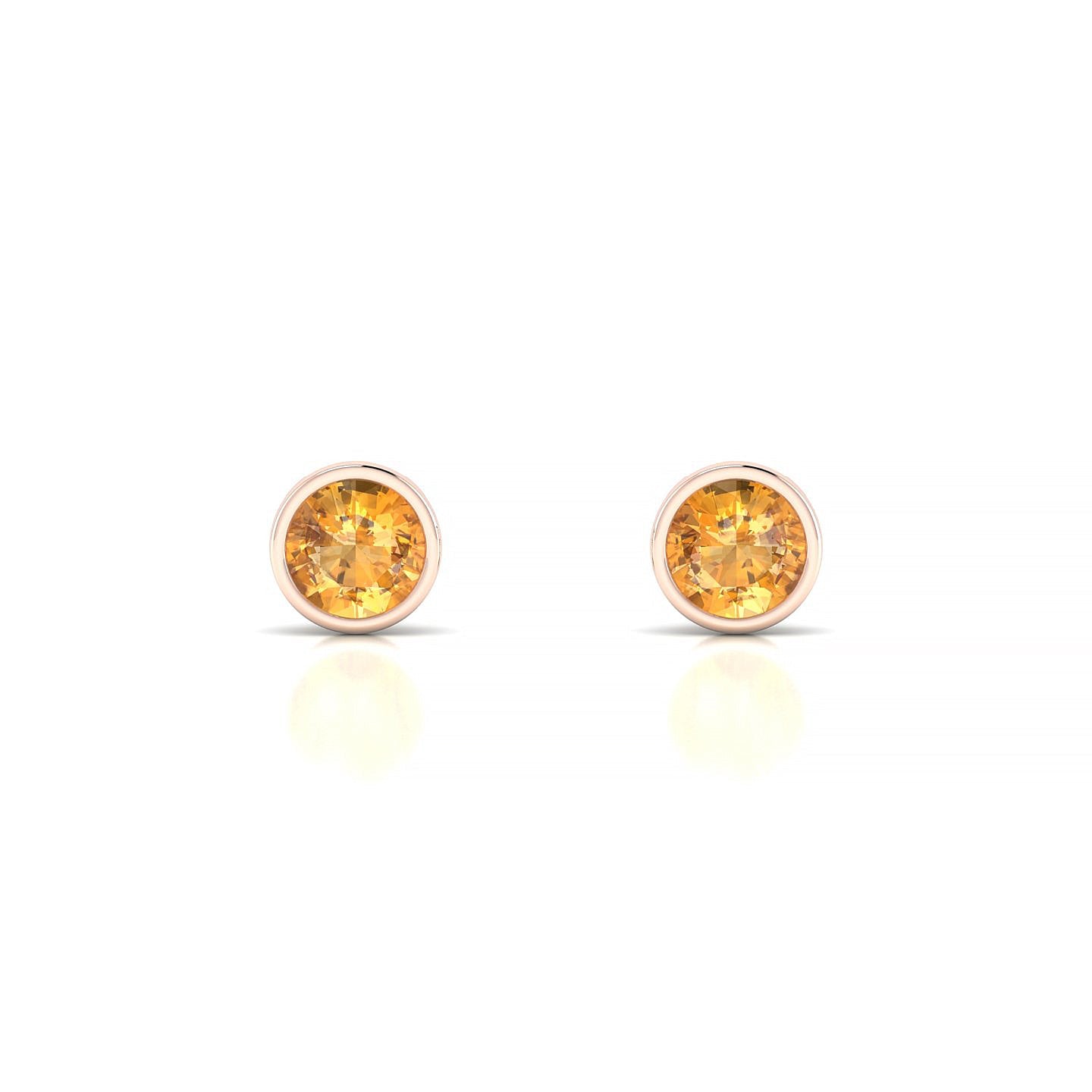 Glow | 18k Rose Gold 4.5 mm Round Citrine Earrings