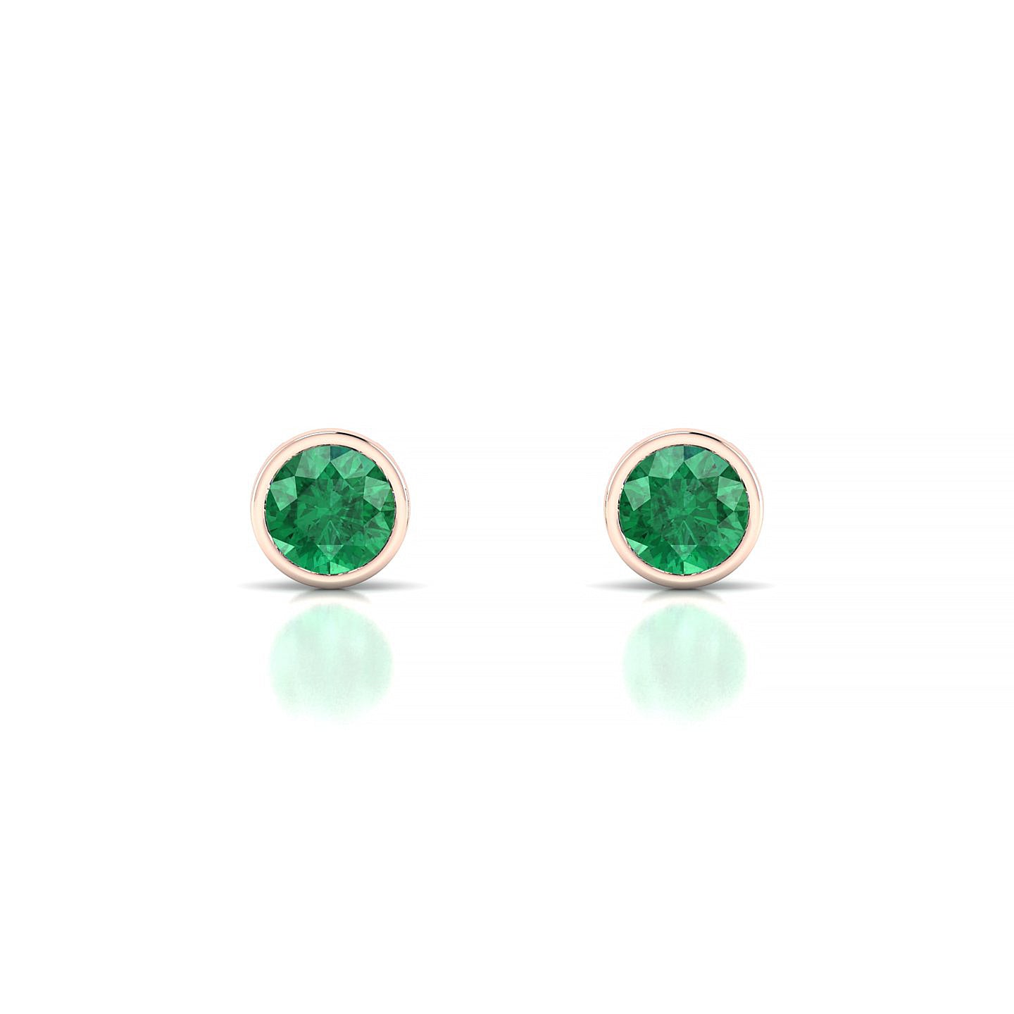 Glow | 18k Rose Gold 4.5 mm Round Emerald Earrings