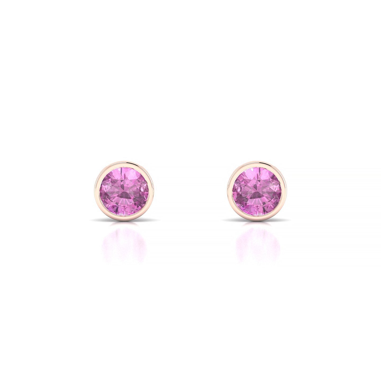Glow | 18k Rose Gold 4.5 mm Round Pink Sapphire Earrings