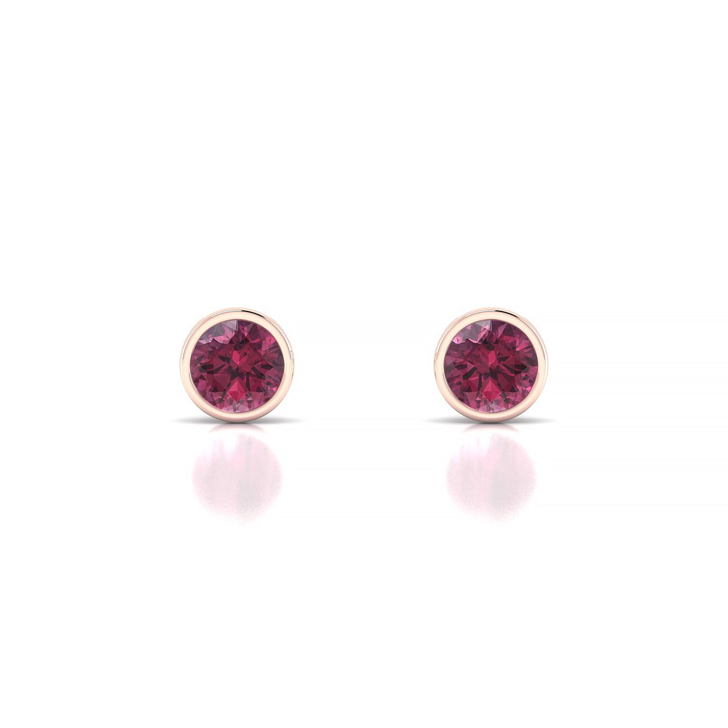 Glow | 18k Rose Gold 4.5 mm Round Rhodolite Earrings