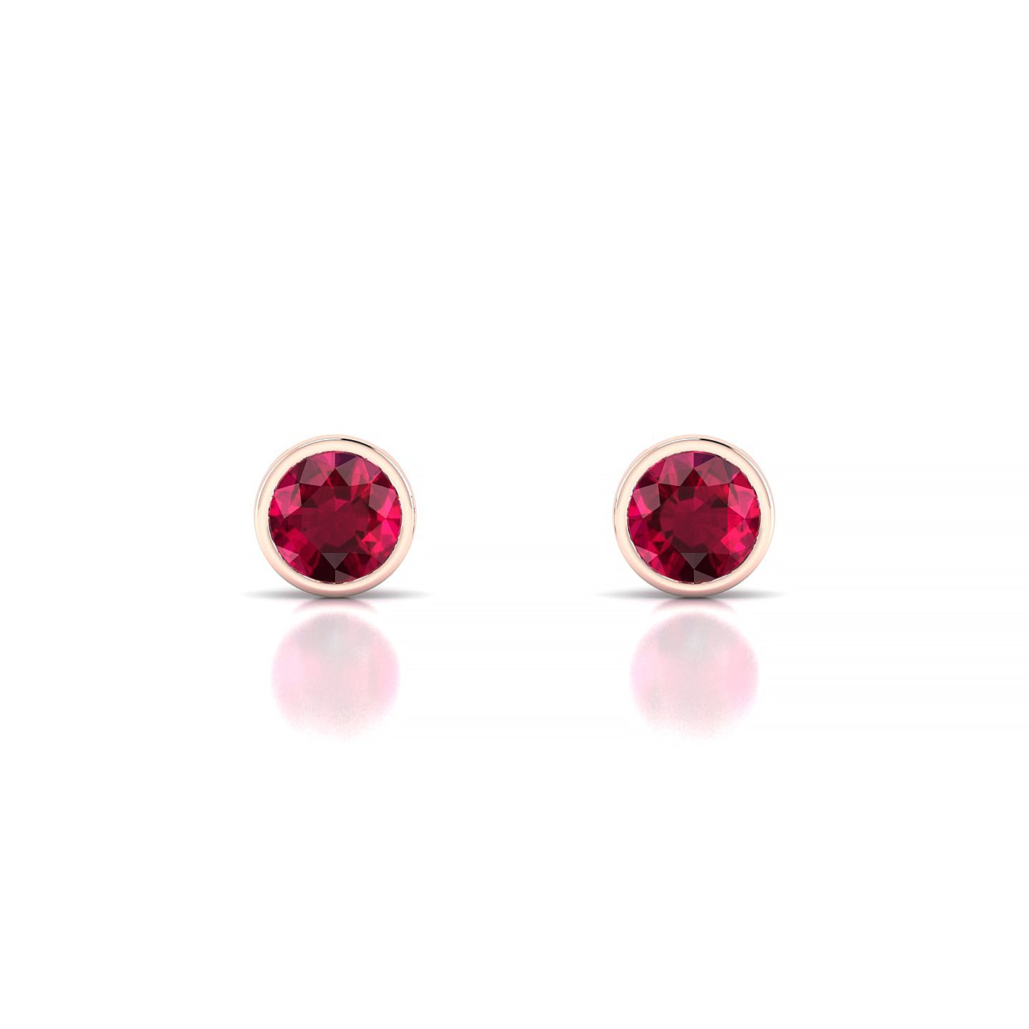 Glow | 18k Rose Gold 4.5 mm Round Ruby Earrings