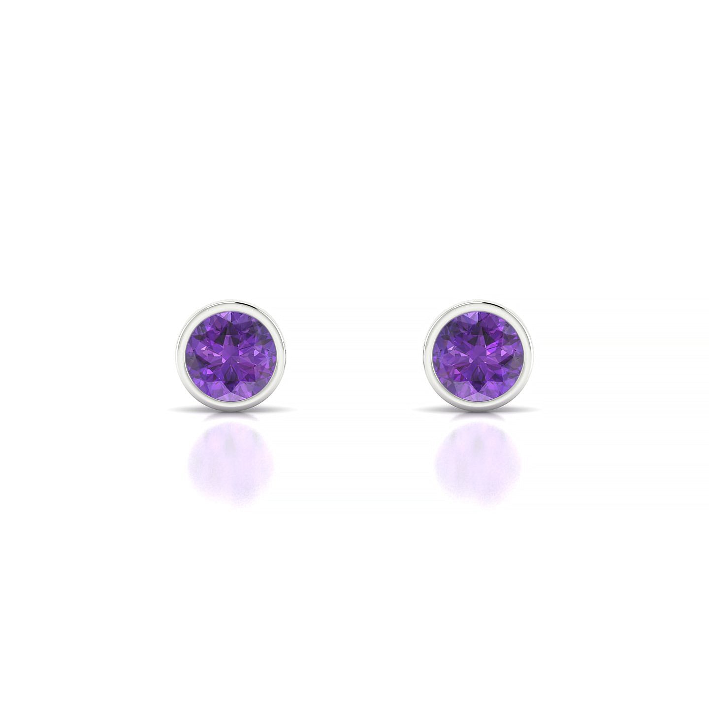 Glow | 18k White Gold 4.5 mm Round Amethyst Earrings