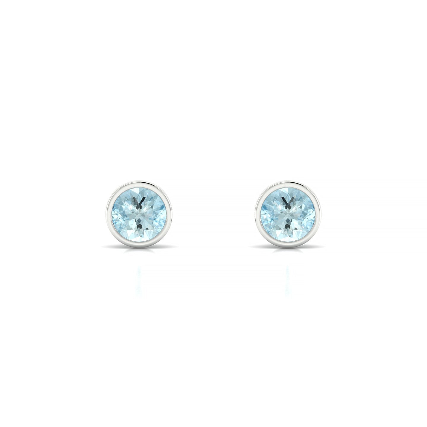 Glow | 18k White Gold 4.5 mm Round Aquamarine Earrings