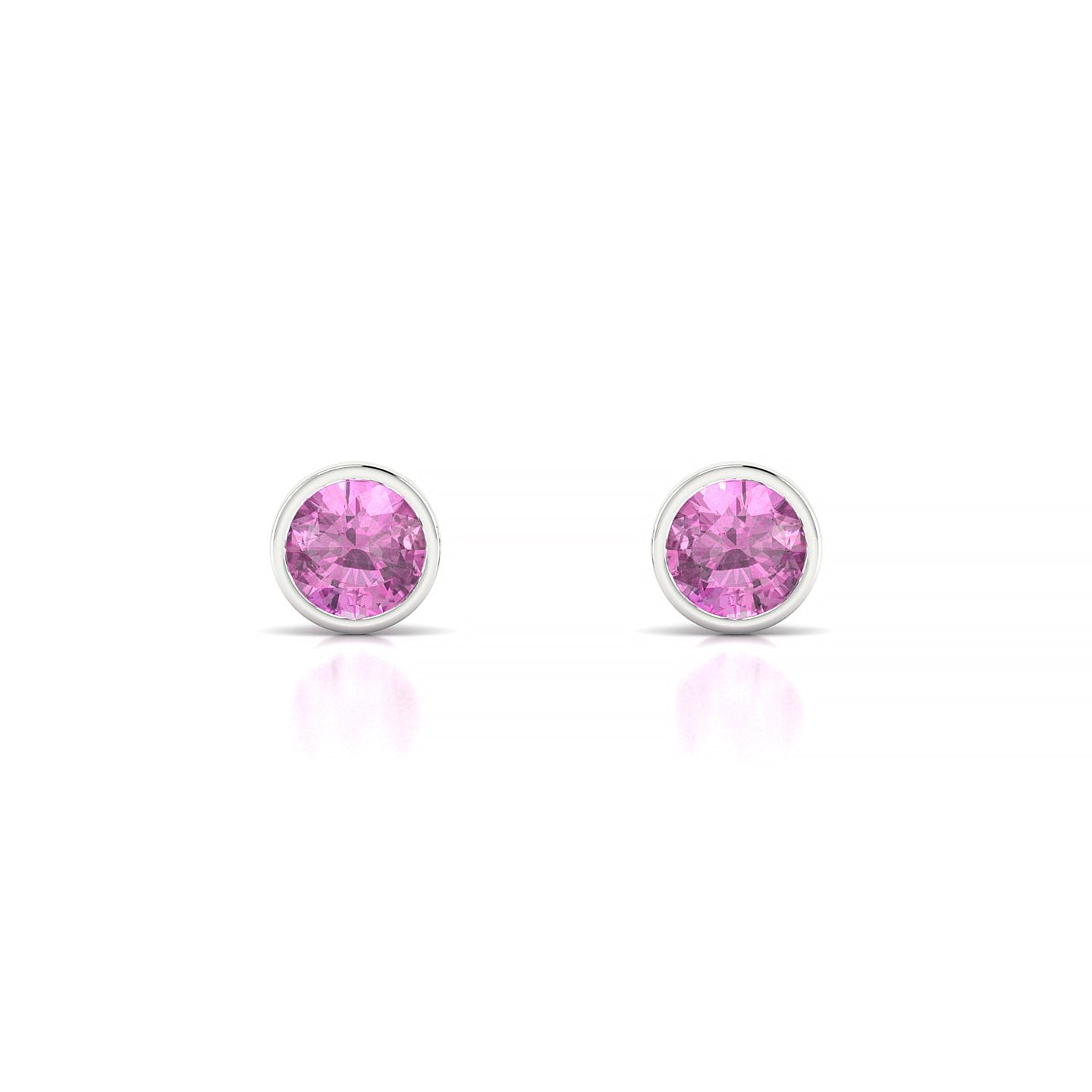 Glow | 18k White Gold 4.5 mm Round Pink Sapphire Earrings
