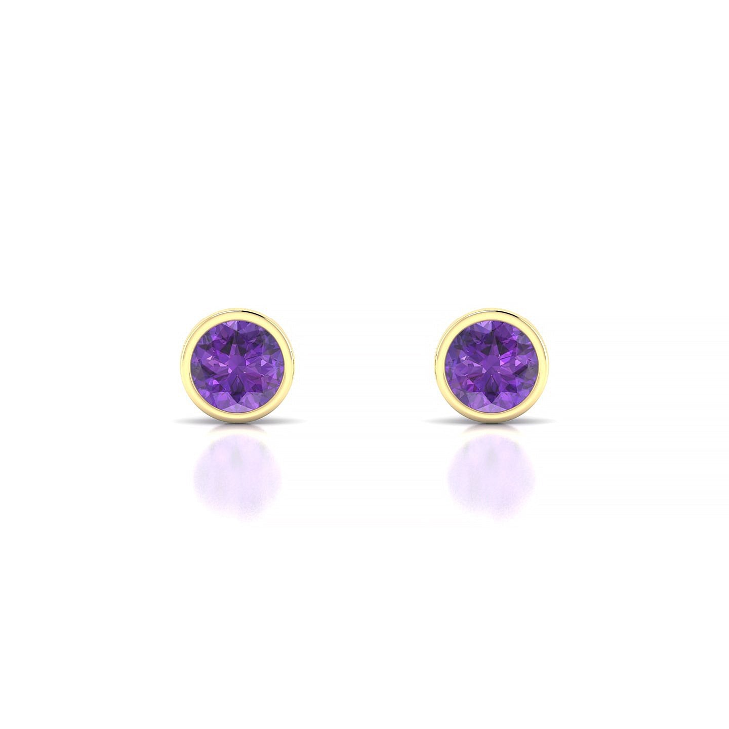Glow | 18k Yellow Gold 4.5 mm Round Amethyst Earrings