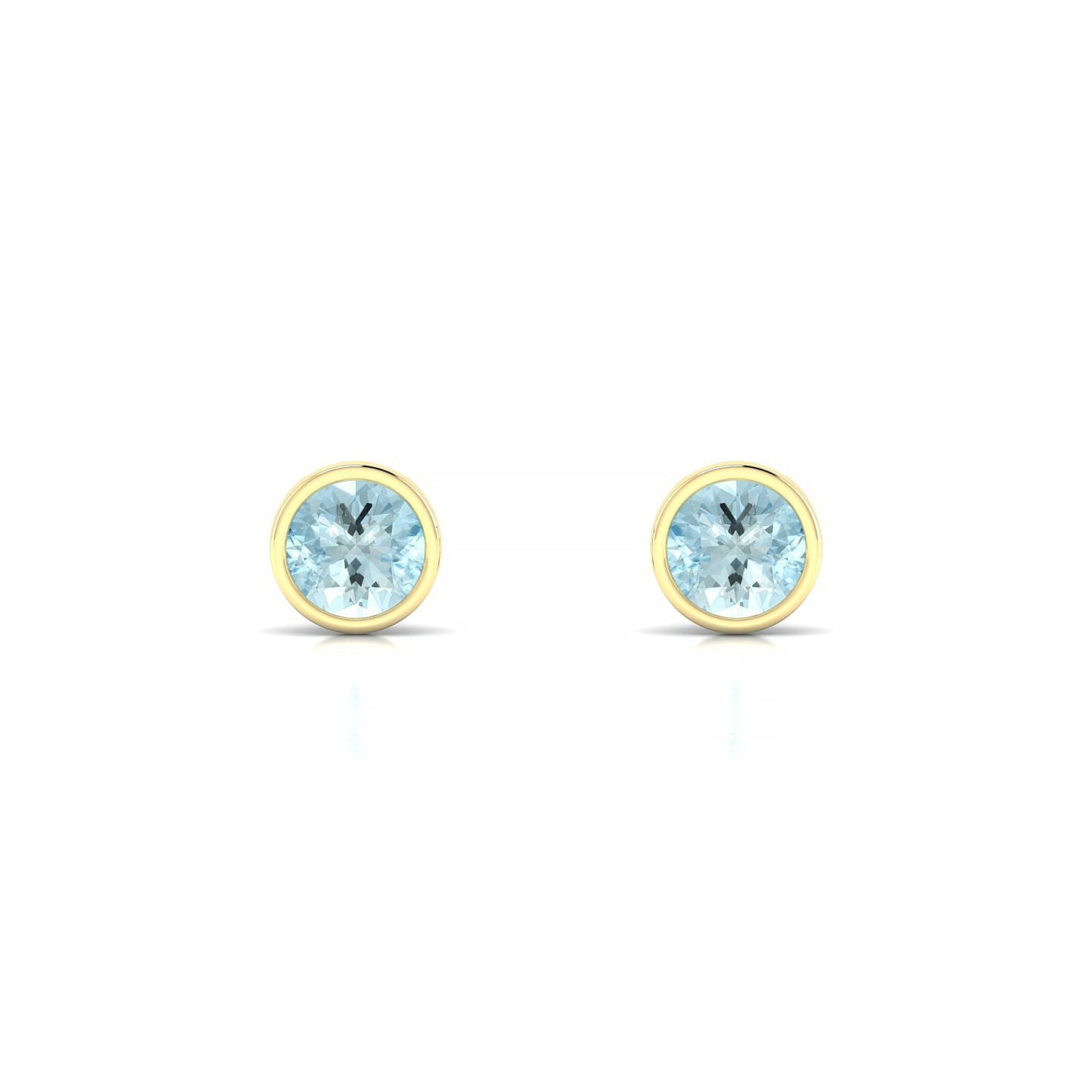 Glow | 18k Yellow Gold 4.5 mm Round Aquamarine Earrings