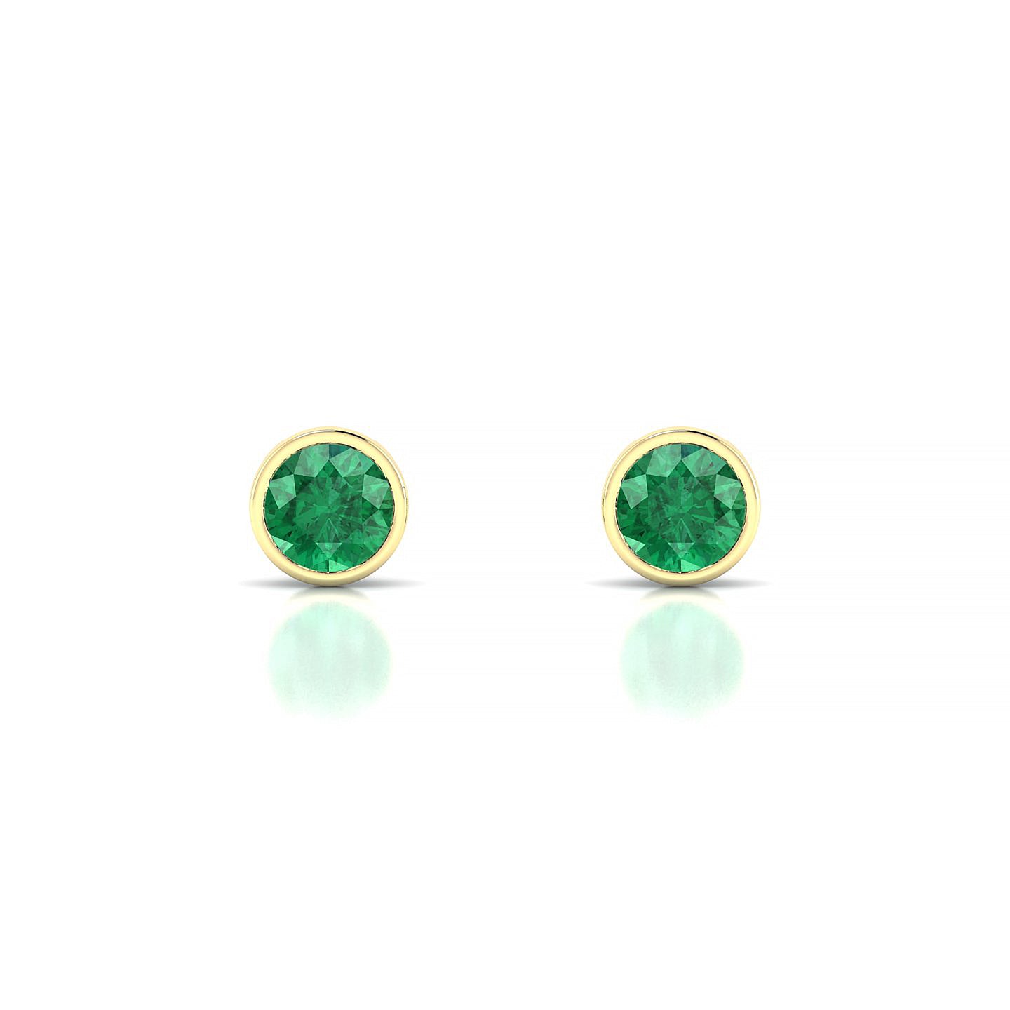 Glow | 18k Yellow Gold 4.5 mm Round Emerald Earrings