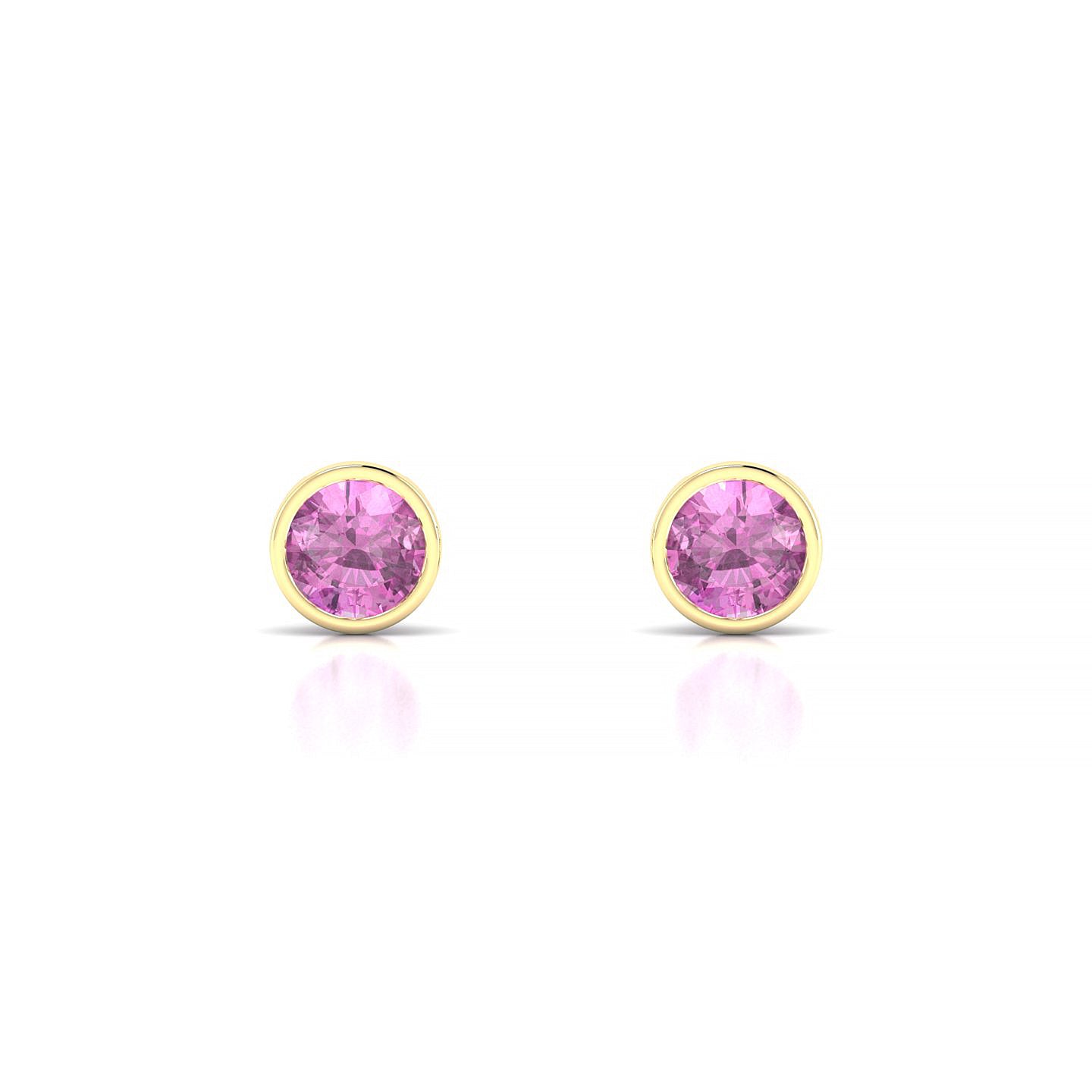 Glow | 18k Yellow Gold 4.5 mm Round Pink Sapphire Earrings