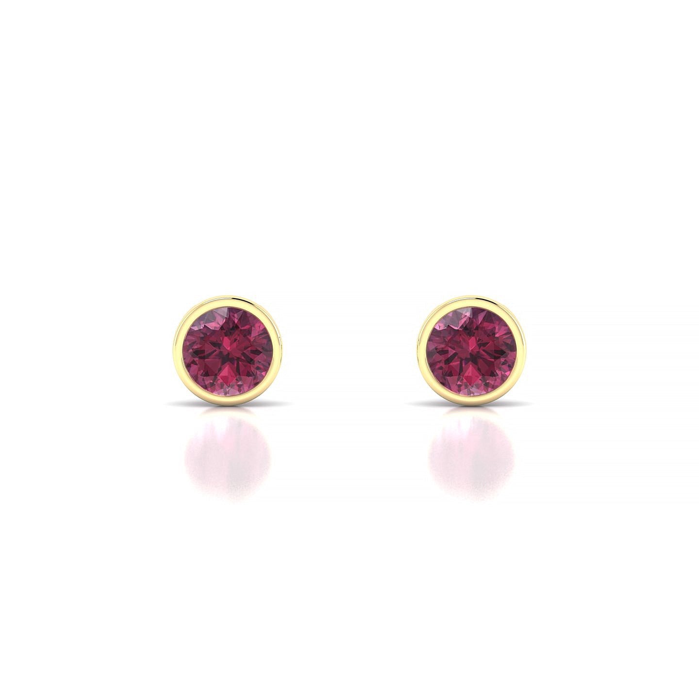 Glow | 18k Yellow Gold 4.5 mm Round Rhodolite Earrings