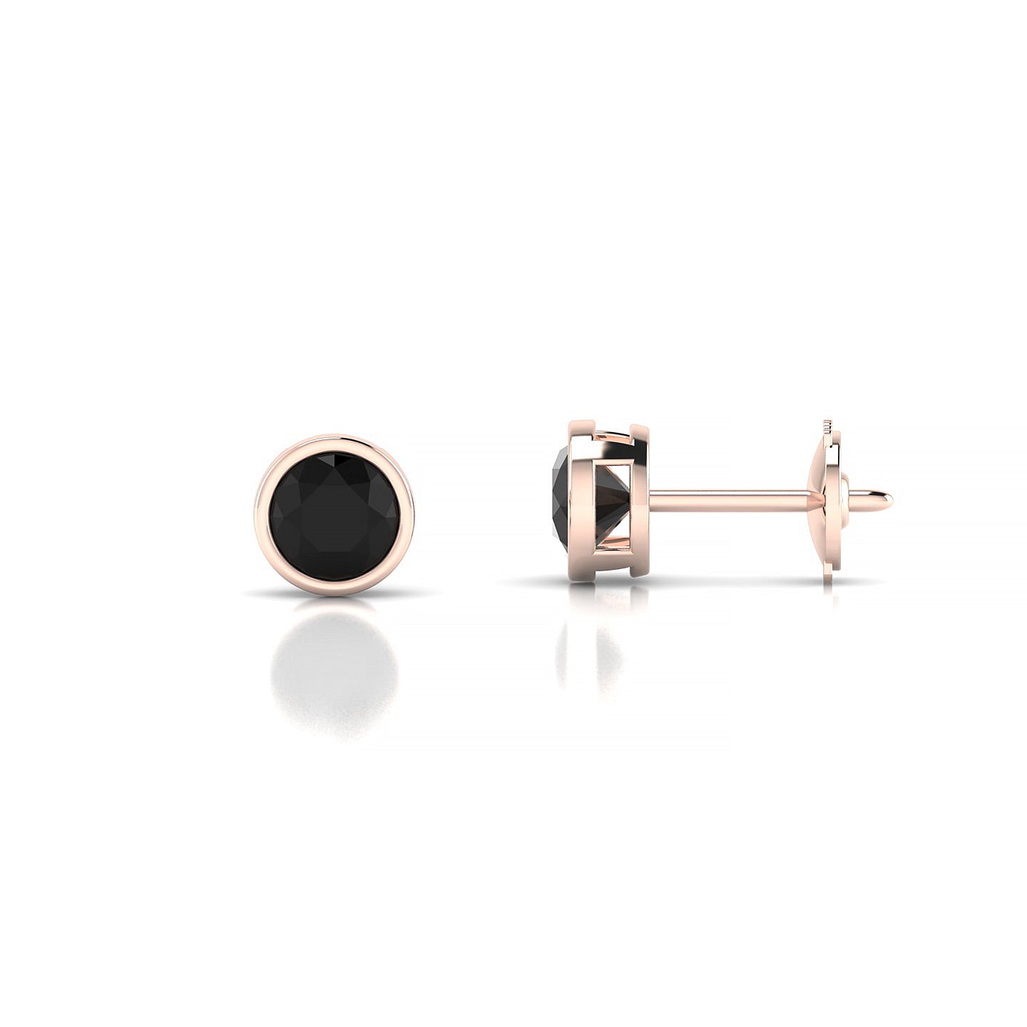 Glow | 18k Rose Gold 4.5 mm Round Black Diamond Earrings