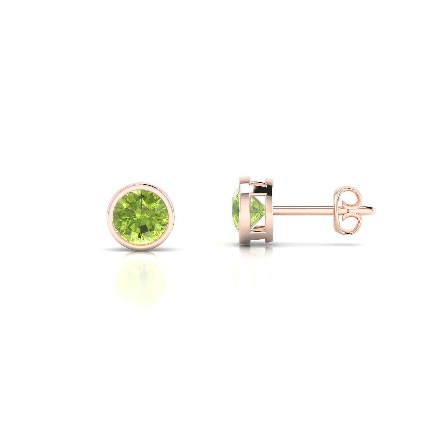 Glow | 18k Rose Gold 4.5 mm Round Peridot Earrings