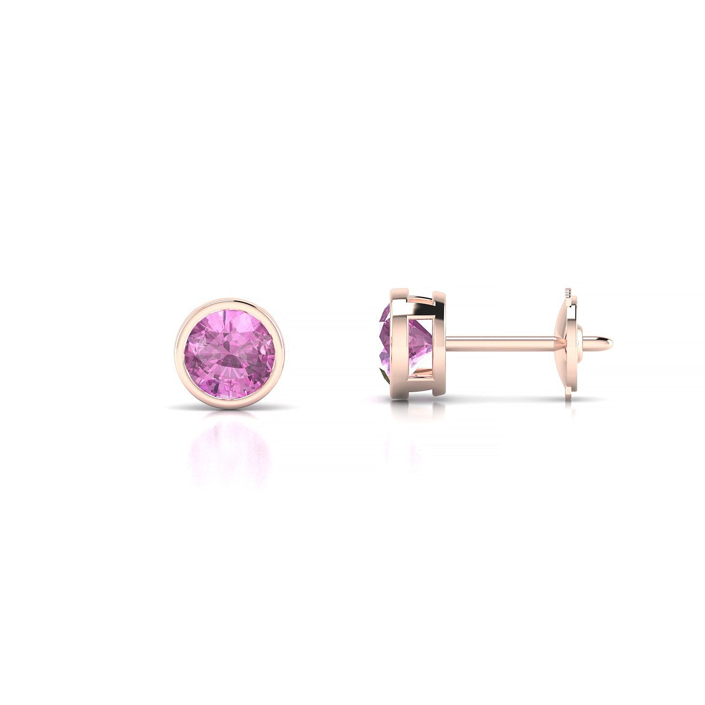 Glow | 18k Rose Gold 4.5 mm Round Pink Sapphire Earrings