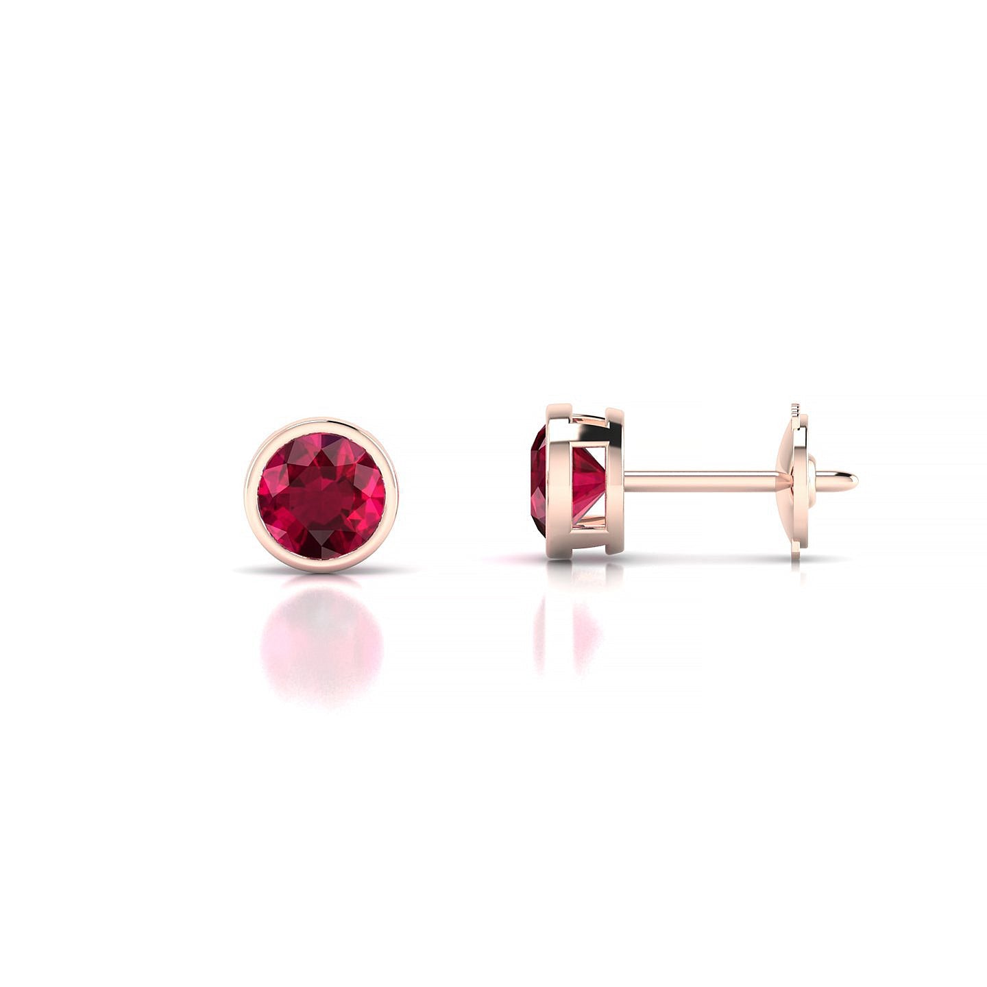 Glow | 18k Rose Gold 4.5 mm Round Ruby Earrings
