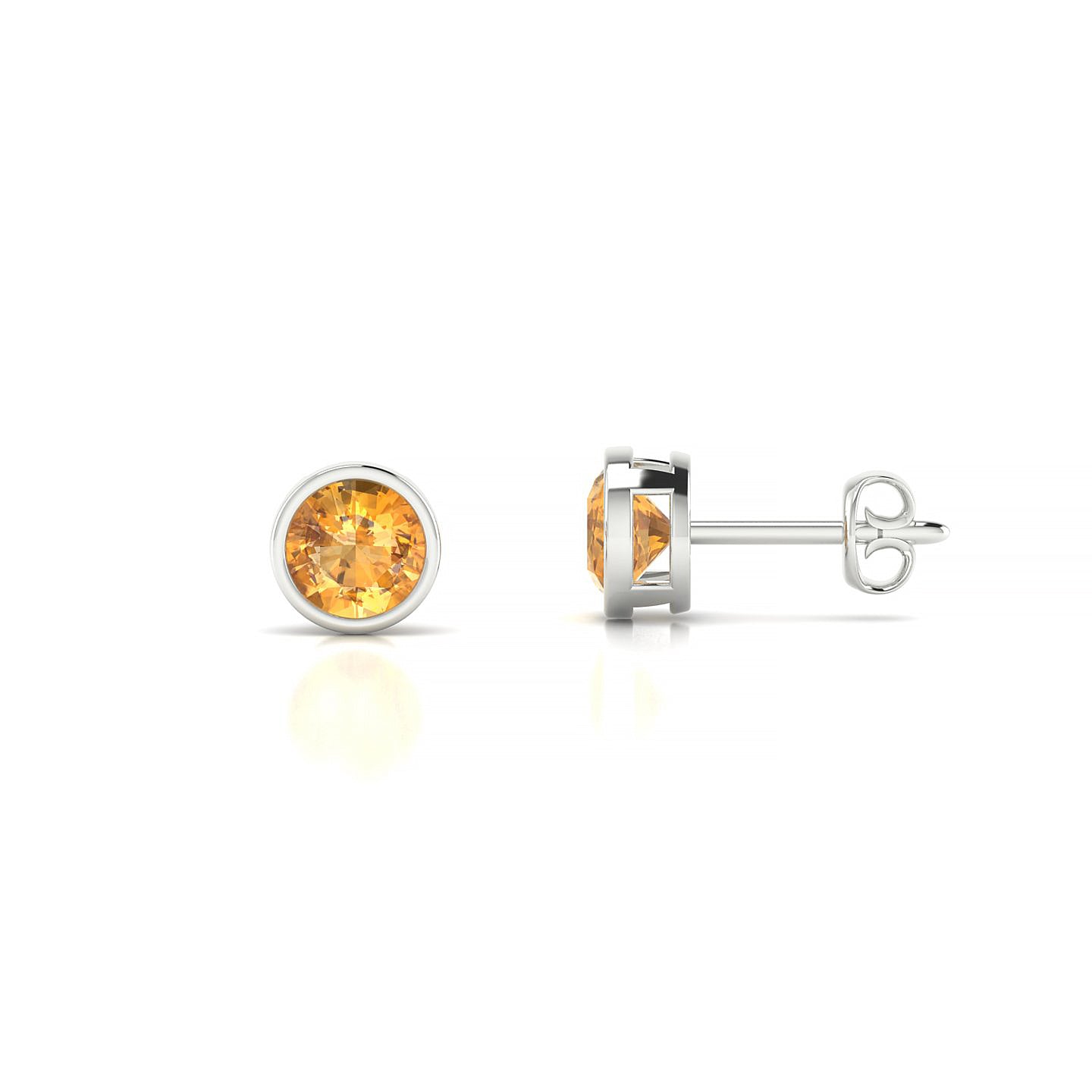 Glow | 18k White Gold 4.5 mm Round Citrine Earrings