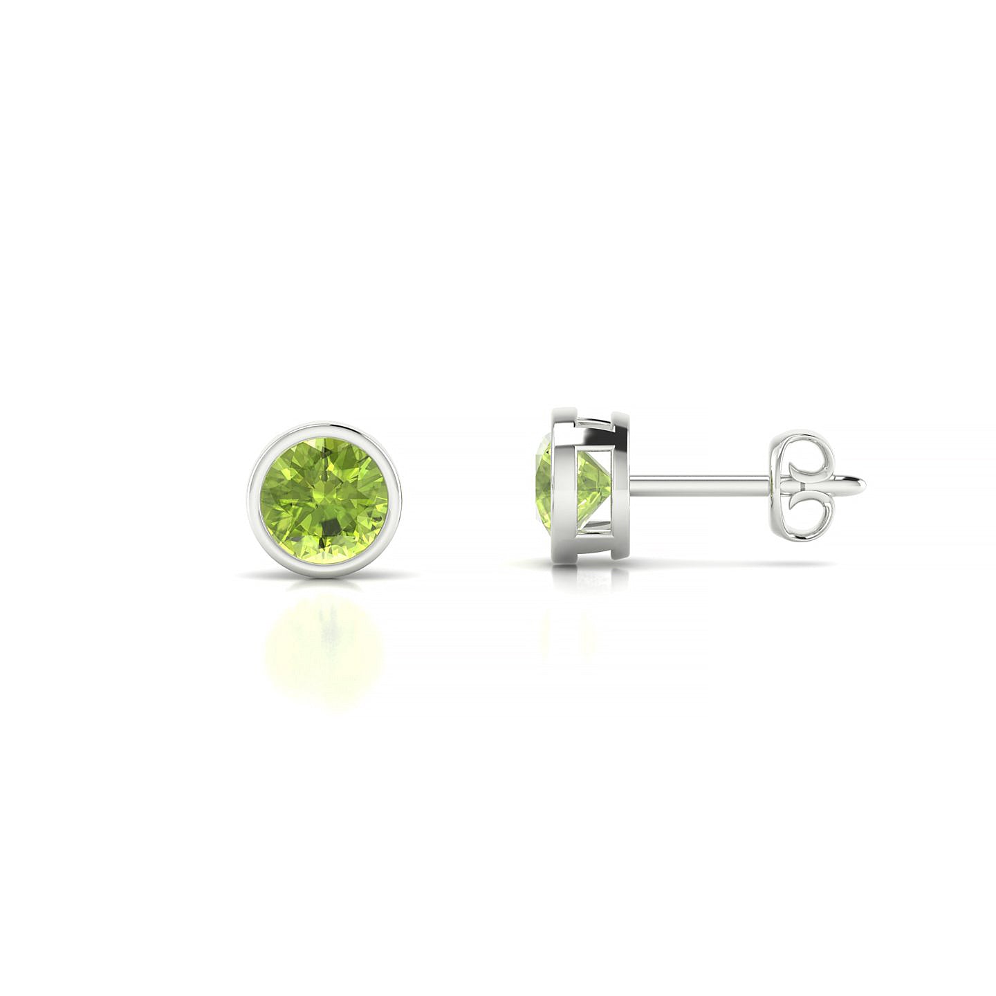Glow | 18k White Gold 4.5 mm Round Peridot Earrings