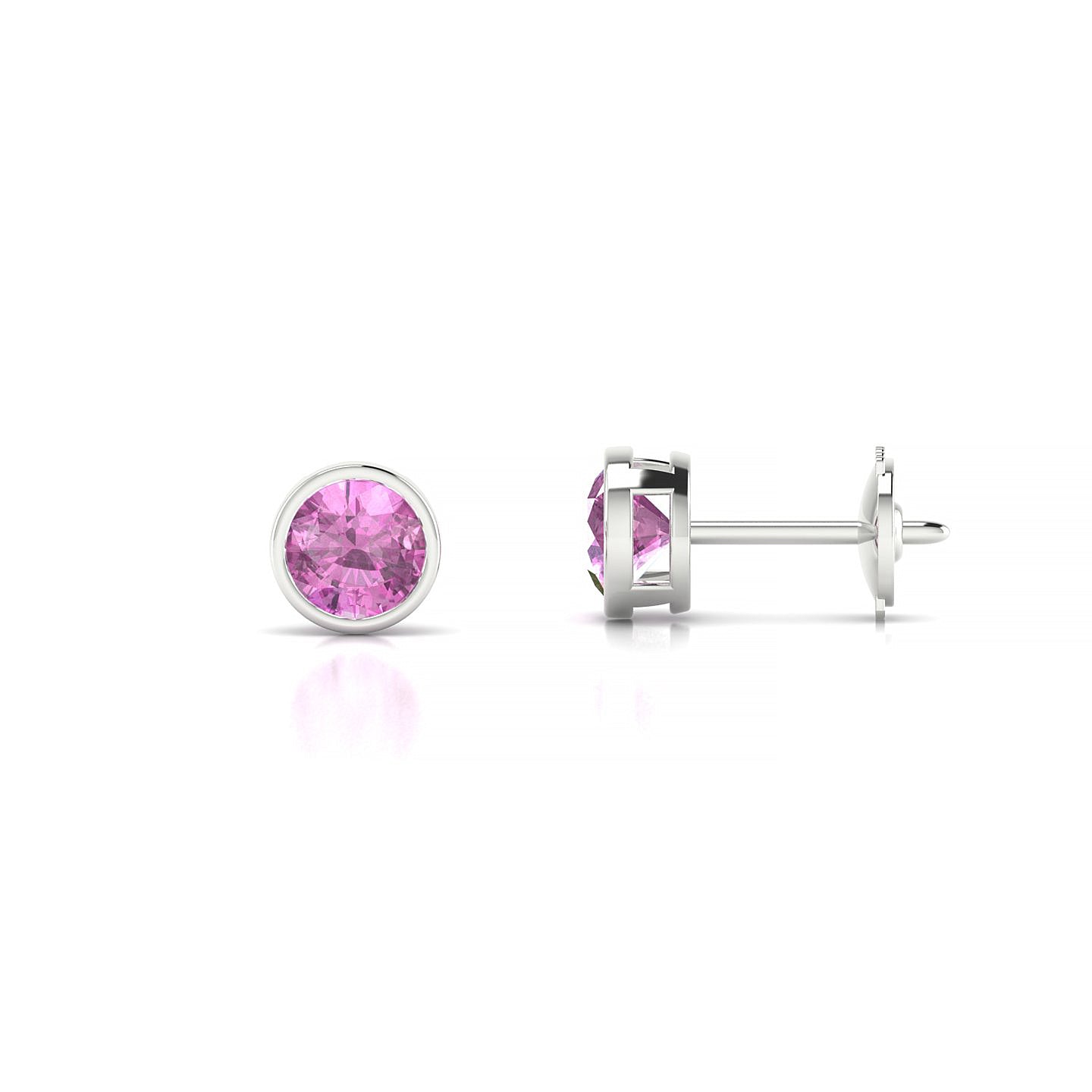 Glow | 18k White Gold 4.5 mm Round Pink Sapphire Earrings