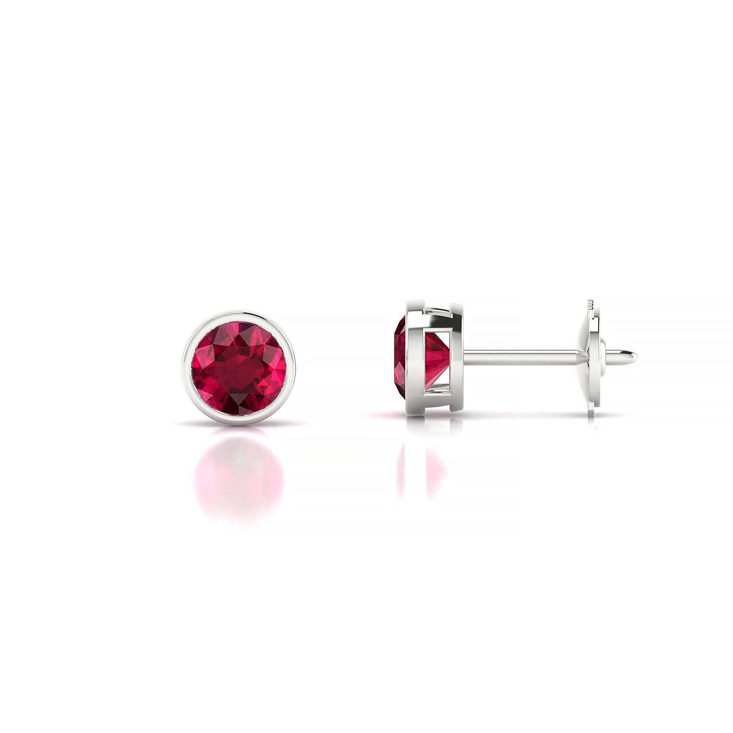 Glow | 18k White Gold 4.5 mm Round Ruby Earrings