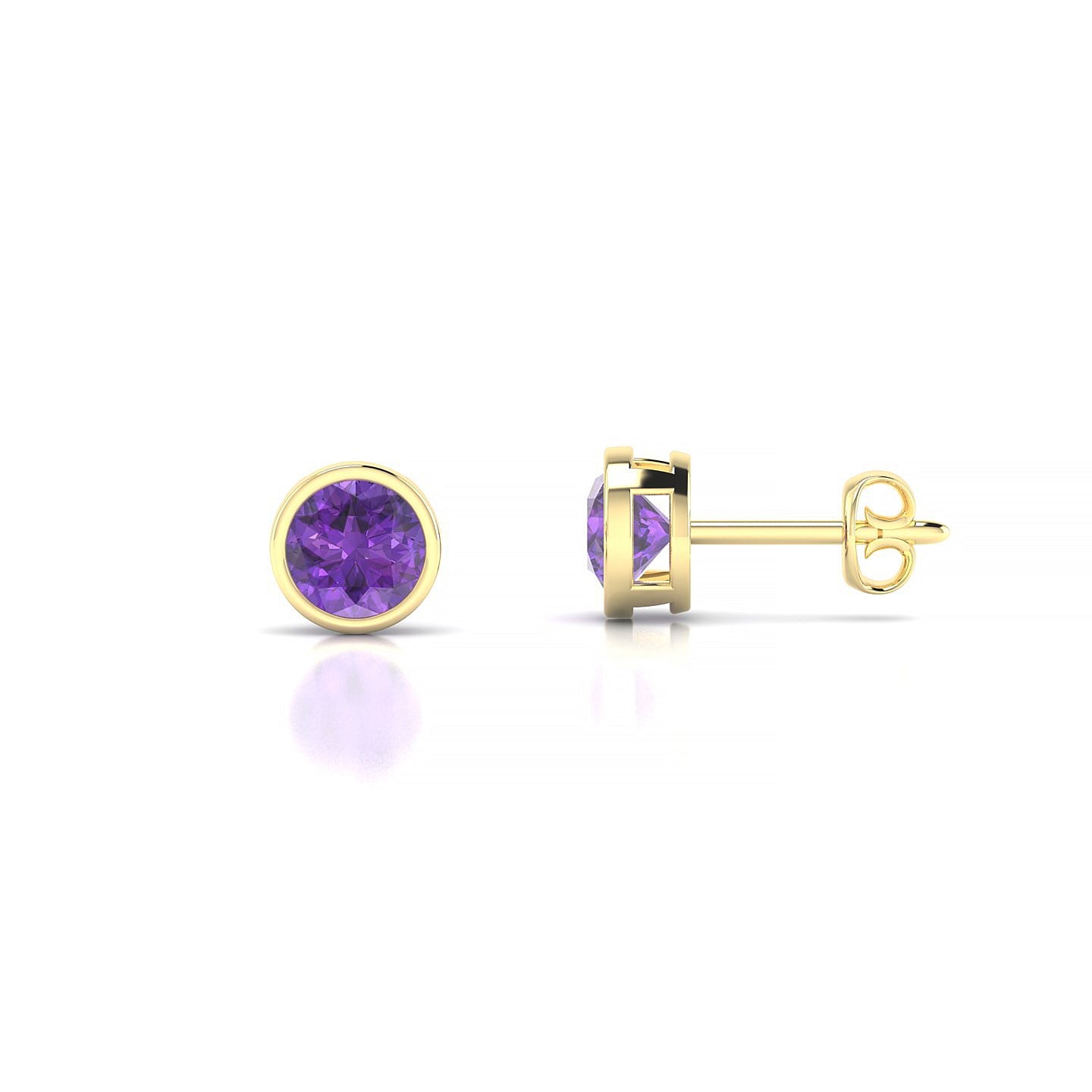 Glow | 18k Yellow Gold 4.5 mm Round Amethyst Earrings