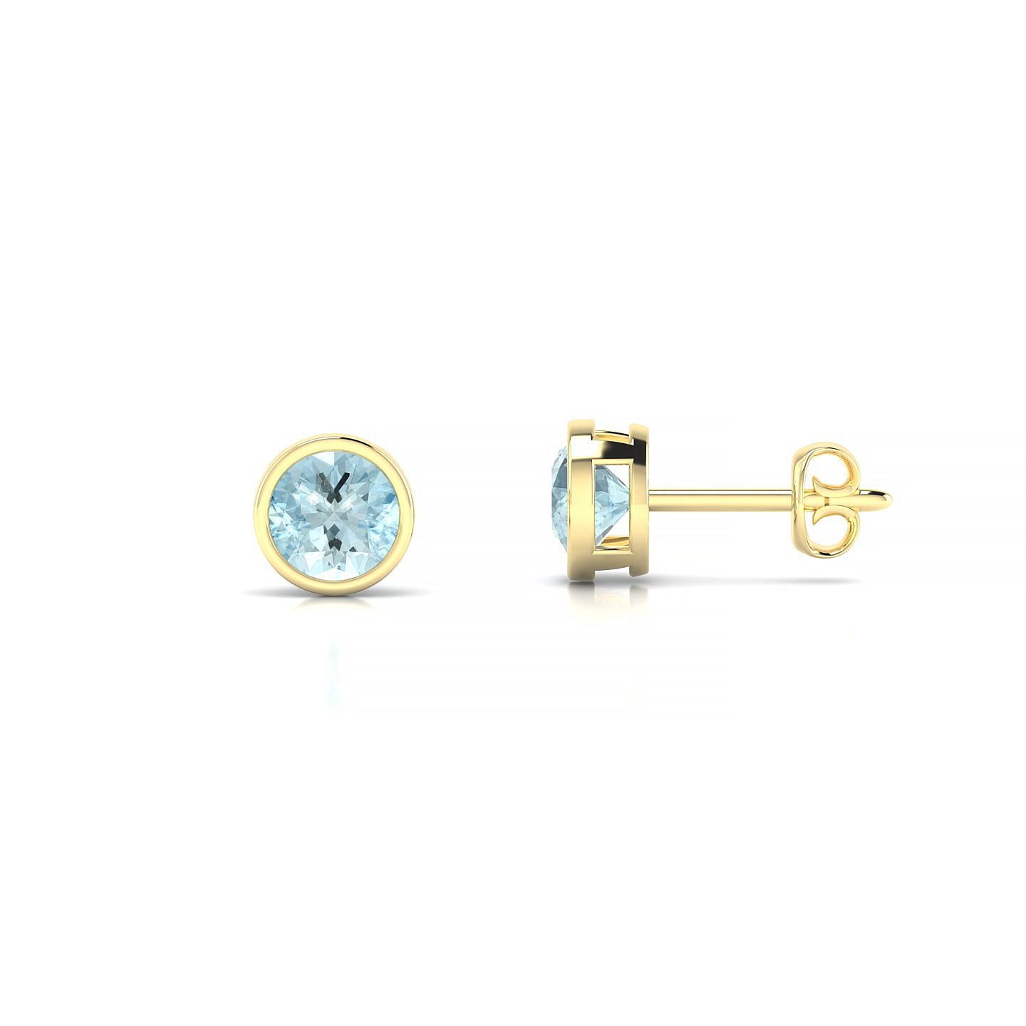 Glow | 18k Yellow Gold 4.5 mm Round Aquamarine Earrings