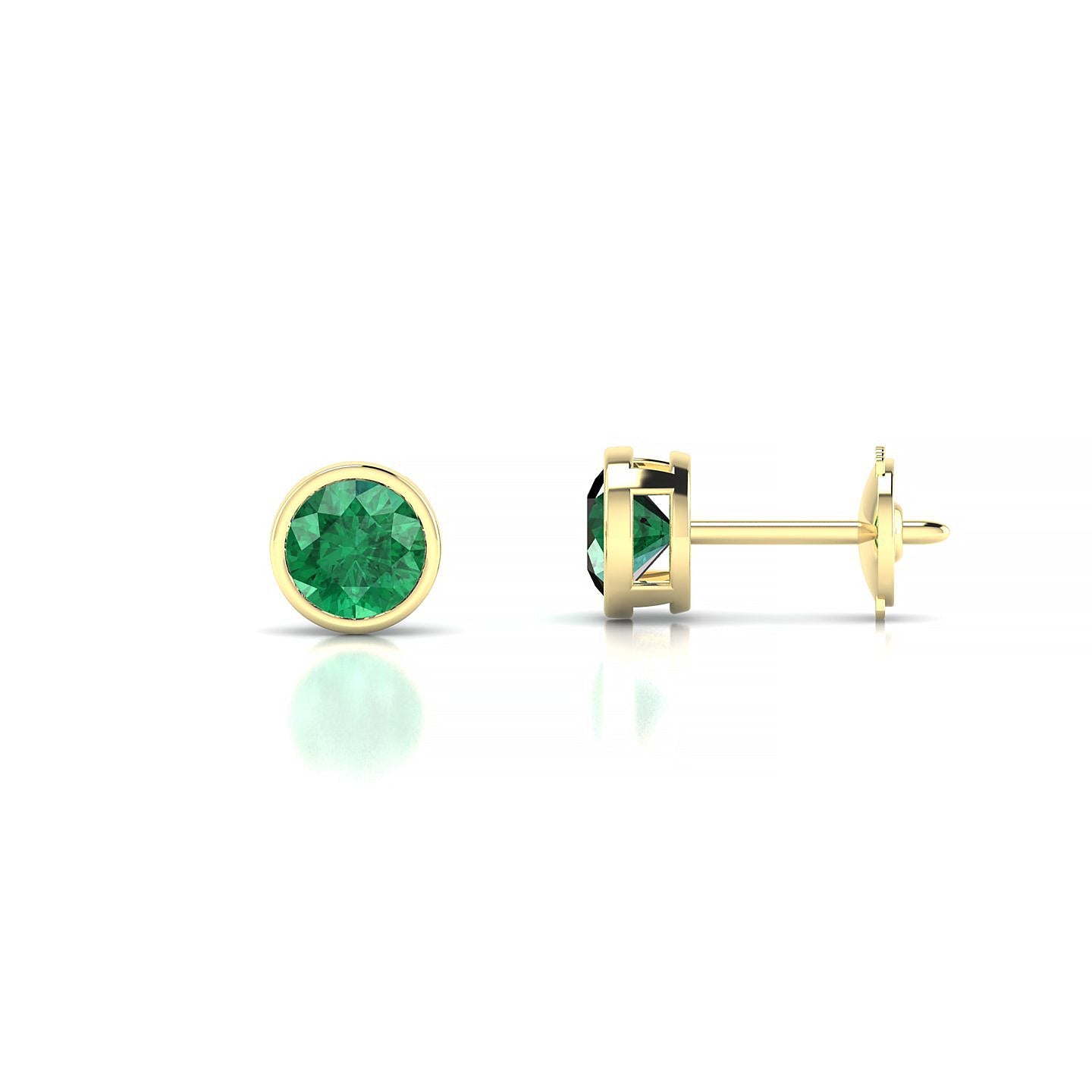 Glow | 18k Yellow Gold 4.5 mm Round Emerald Earrings