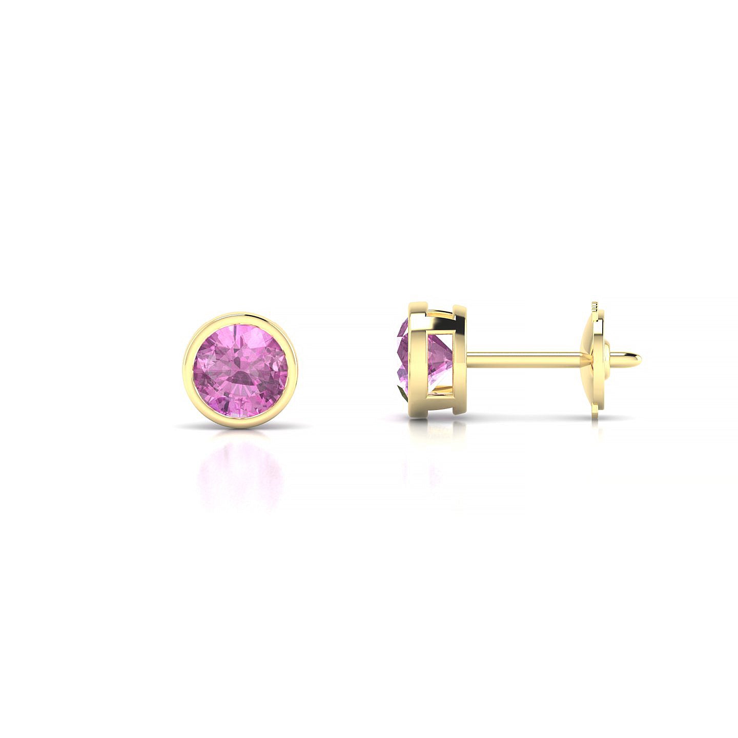 Glow | 18k Yellow Gold 4.5 mm Round Pink Sapphire Earrings