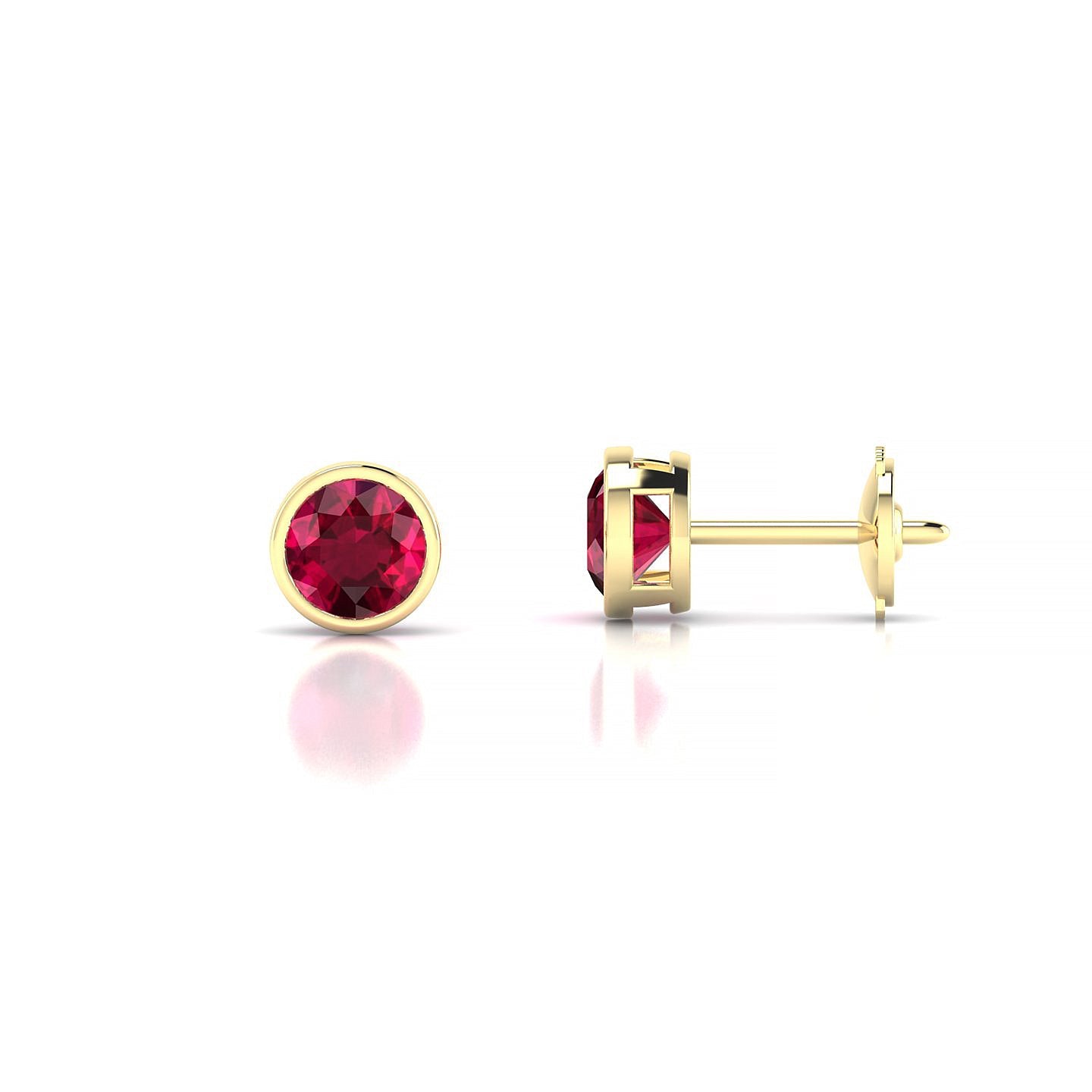 Glow | 18k Yellow Gold 4.5 mm Round Ruby Earrings